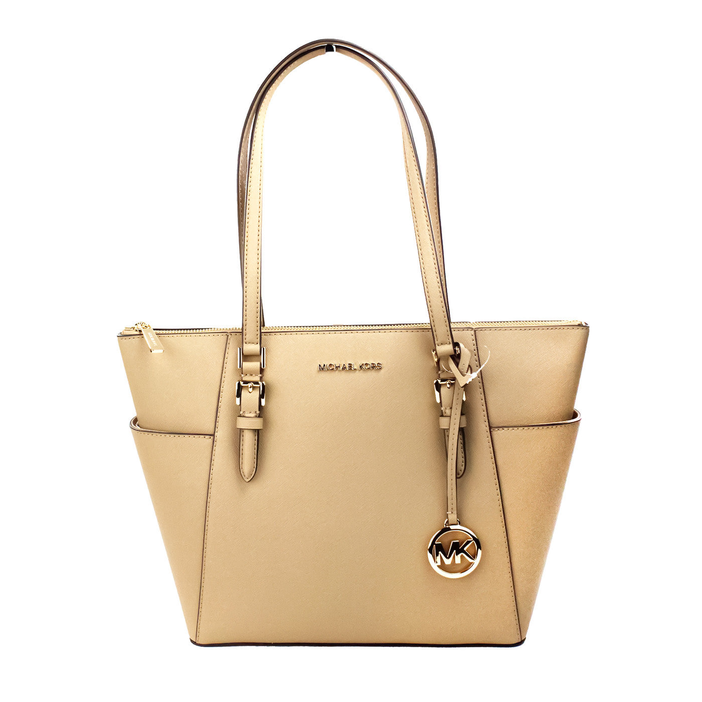 Michael Kors Charlotte Camel Large Leather Top Zip Tote Bag Purse - DEA STILOSA MILANO