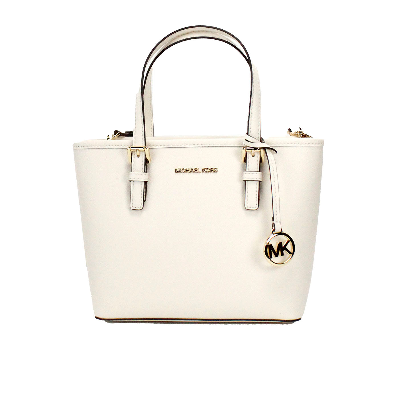 Michael Kors Jet Set Light Cream Leather XS Carryall Top Zip Tote Bag Purse - DEA STILOSA MILANO