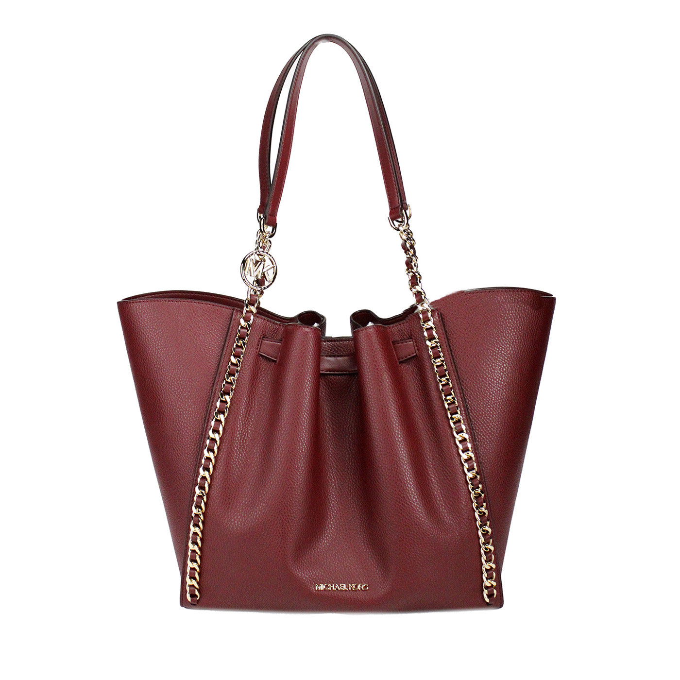 Michael Kors Mina Large Dark Cherry Leather Belted Chain Inlay Tote Bag - DEA STILOSA MILANO