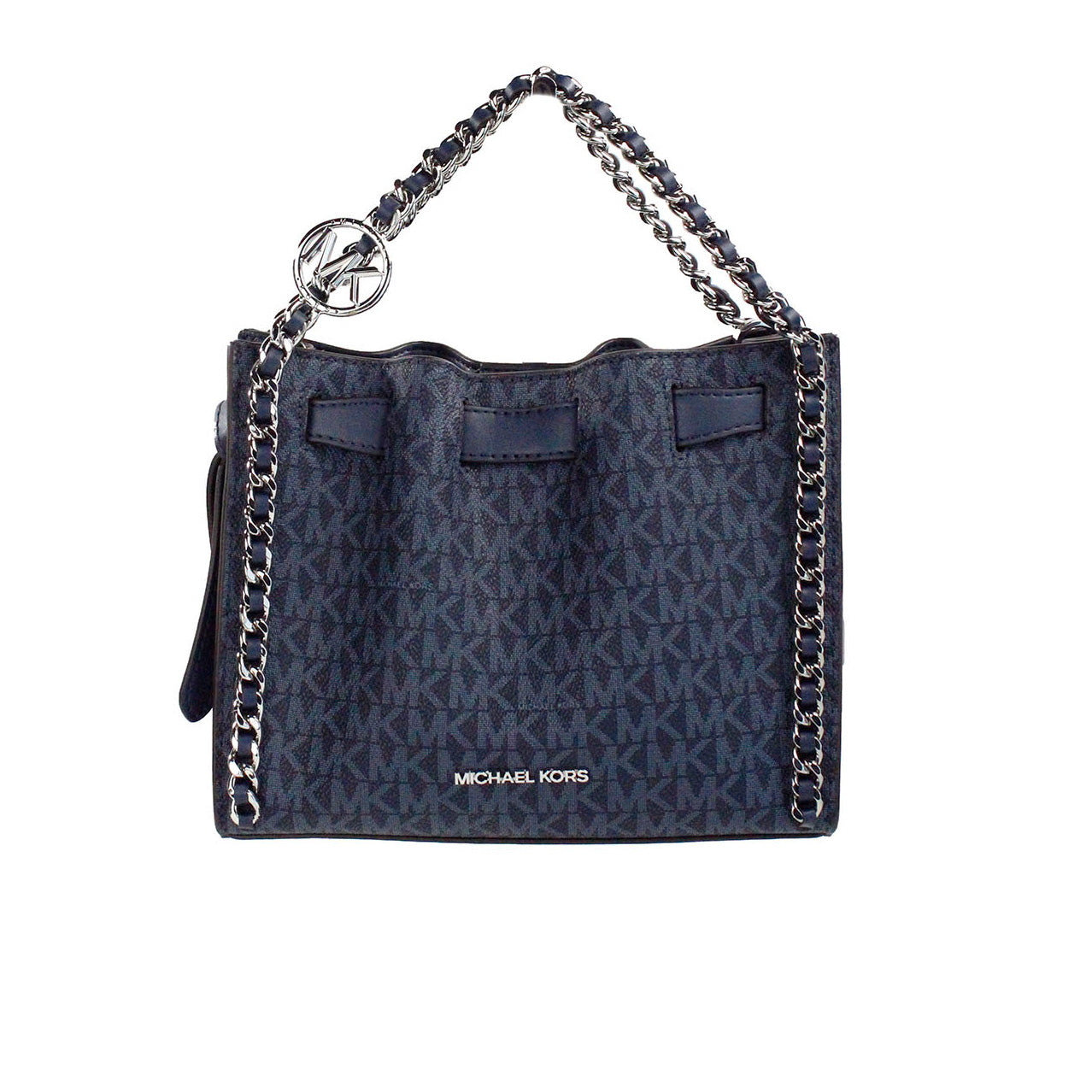 Michael Kors Mina Small Belted Navy Signature PVC Chain Inlay Crossbody Bag - DEA STILOSA MILANO