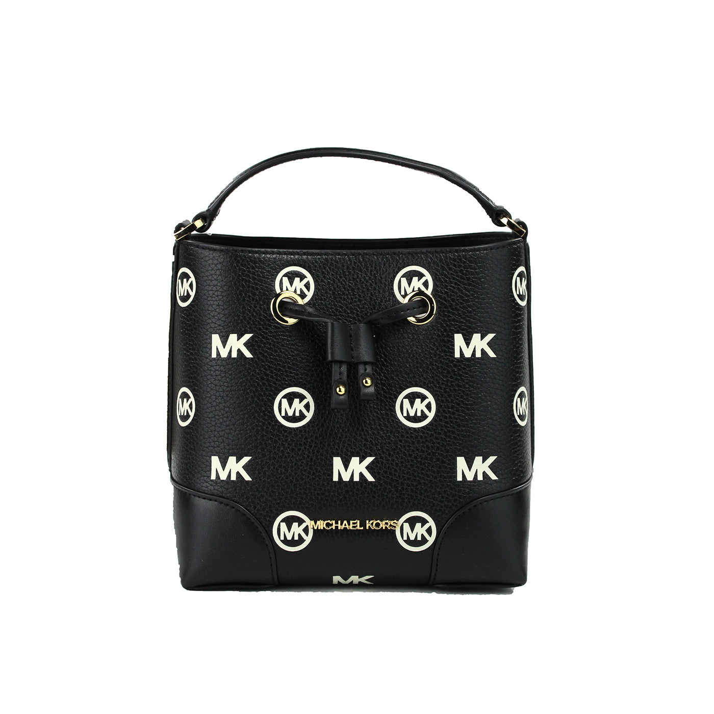Michael Kors Mercer Small Black Embossed Drawstring Bucket Messenger Bag Purse - DEA STILOSA MILANO