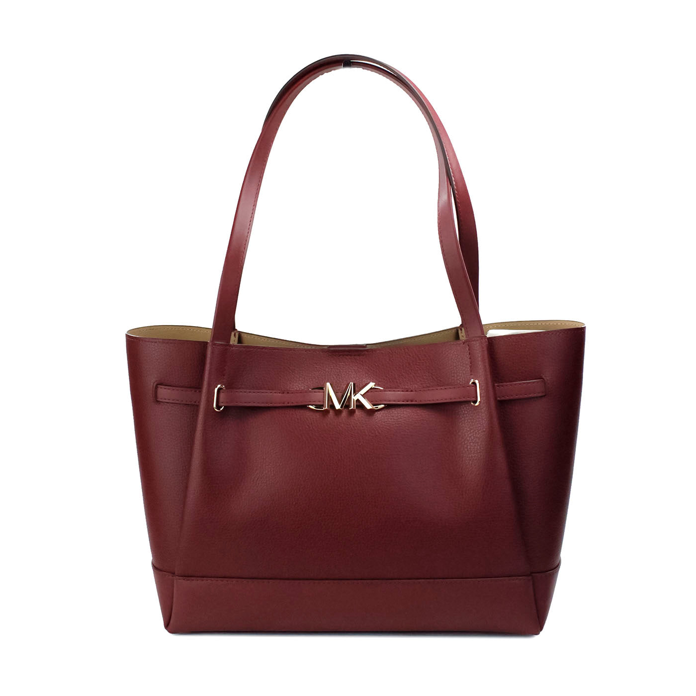 Michael Kors Reed Large Dark Cherry Leather Belted Tote Shoulder Bag Purse - DEA STILOSA MILANO