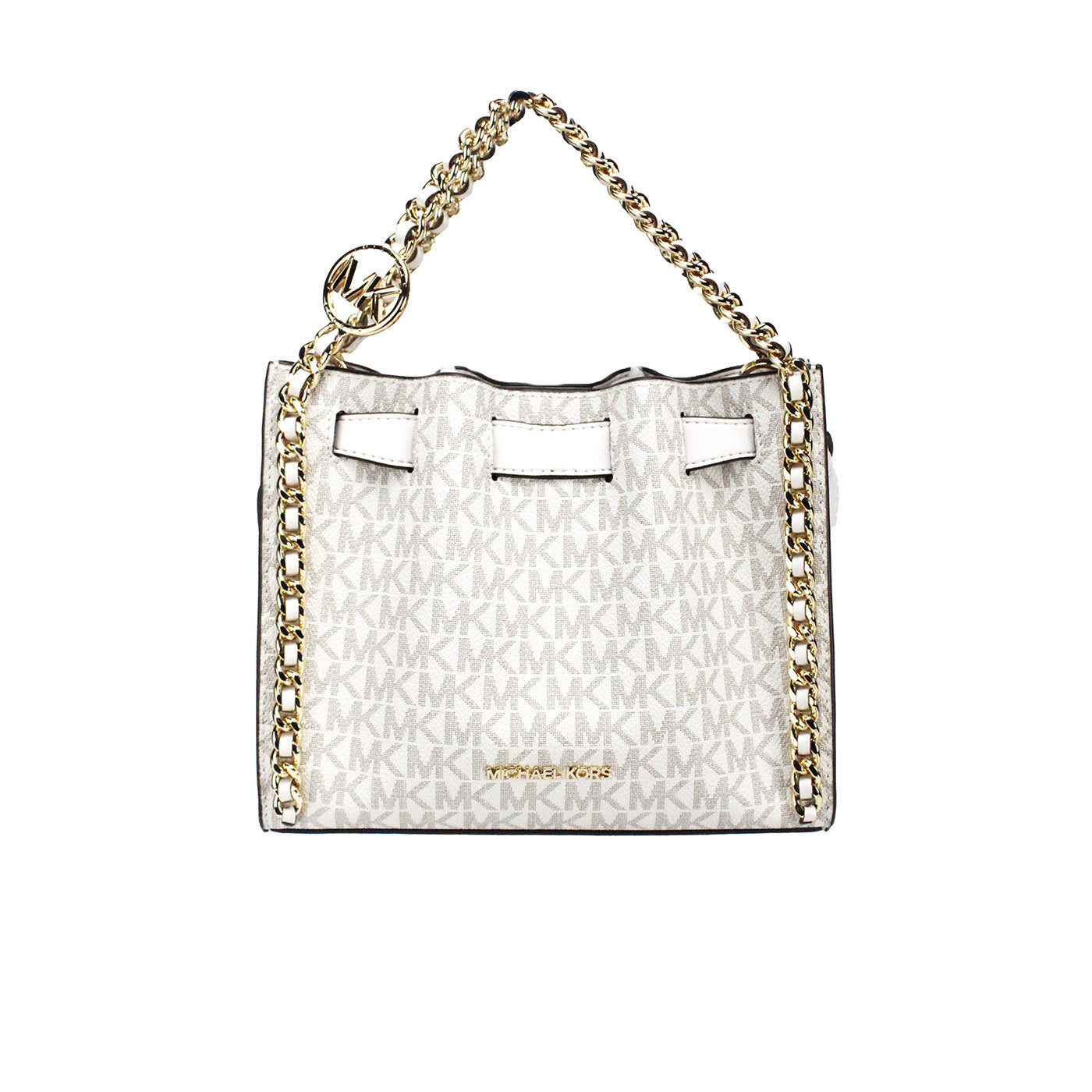 Michael Kors Mina Small Belted Cream Signature PVC Chain Inlay Crossbody Bag - DEA STILOSA MILANO