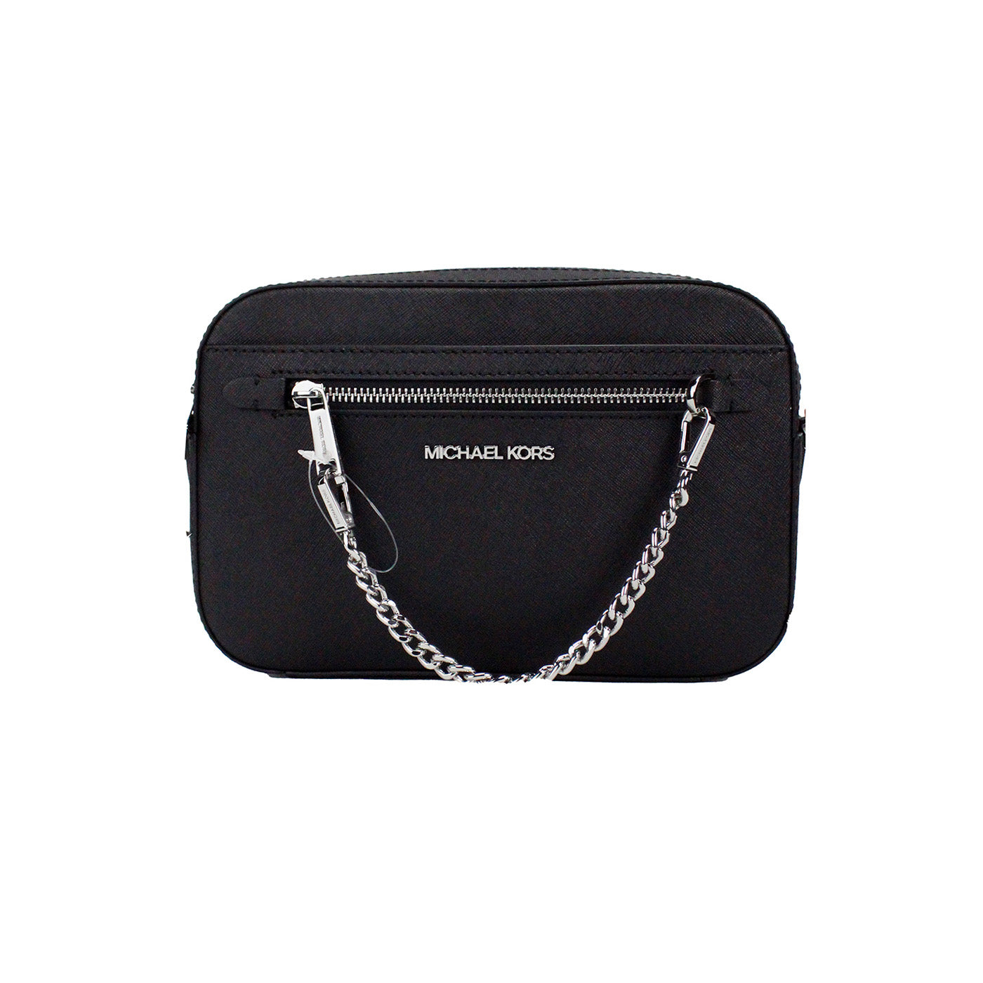 Michael Kors Jet Set East West Large Black Leather Zip Chain Crossbody Bag - DEA STILOSA MILANO