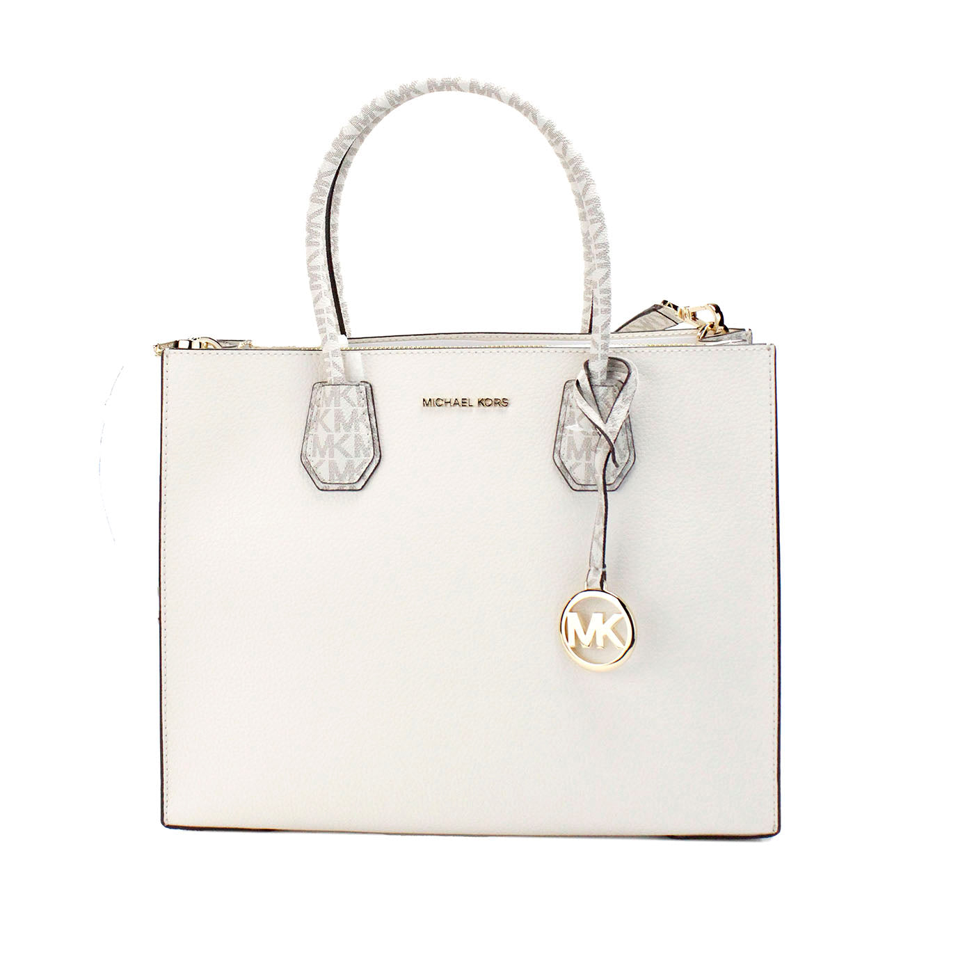 Michael Kors Mercer Large Light Cream Leather PVC Satchel Bag Crossbody Bag - DEA STILOSA MILANO