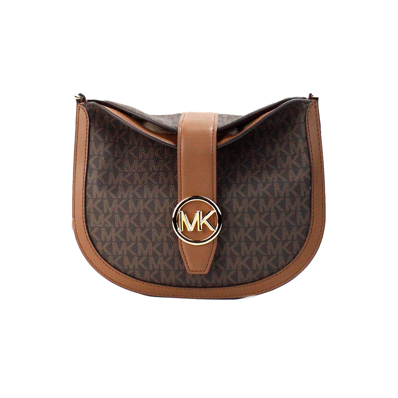 Michael Kors Gabby Small Brown Signature PVC Foldover Hobo Crossbody Bag - DEA STILOSA MILANO