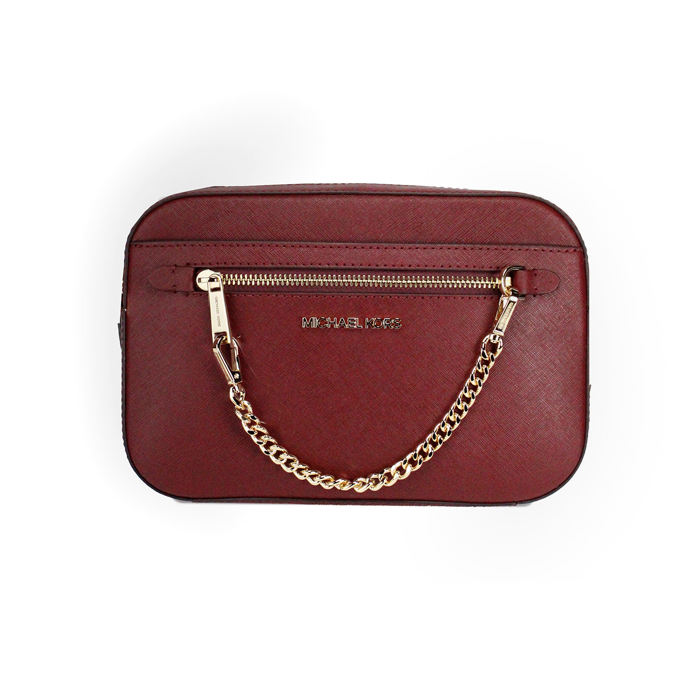 Michael Kors Jet Set East West Large Dark Cherry Leather Zip Chain Crossbody Bag - DEA STILOSA MILANO
