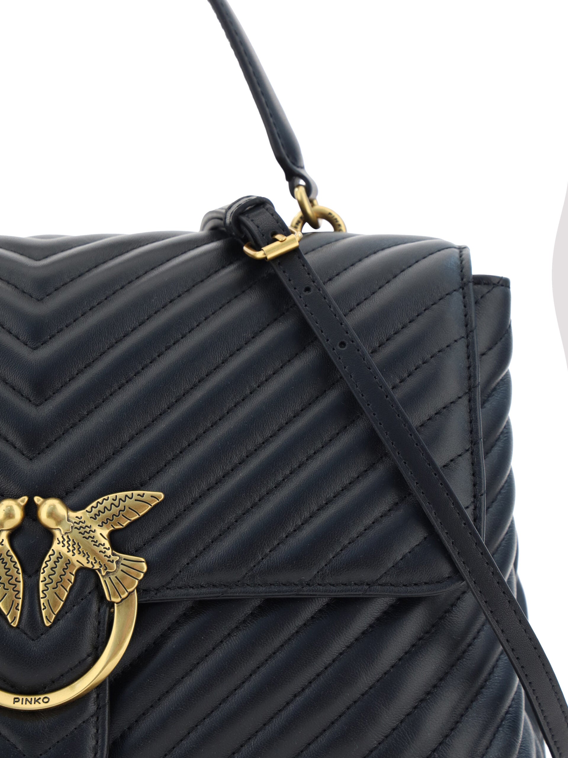 PINKO Black Calf Leather Love Lady Handbag - DEA STILOSA MILANO