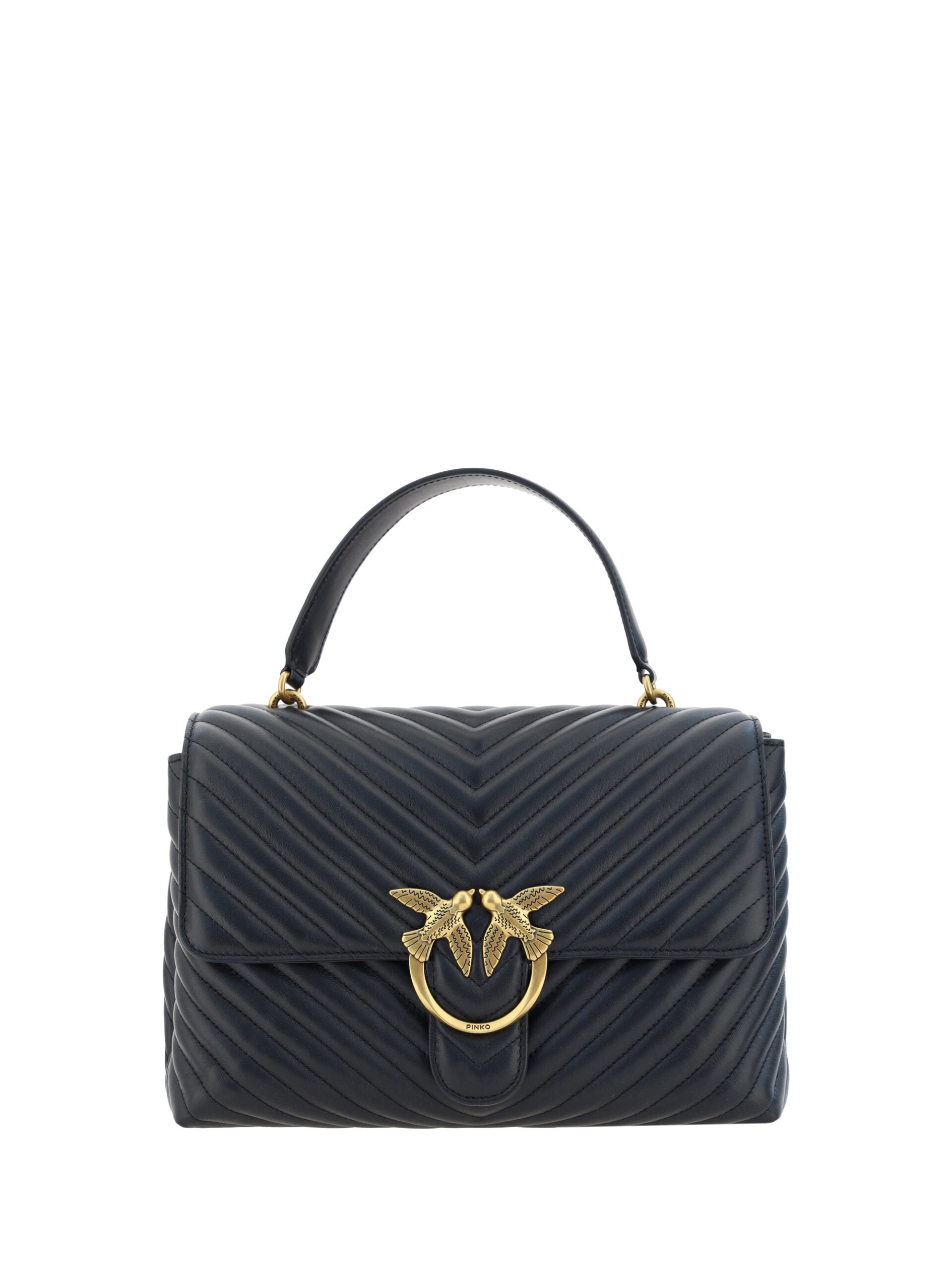PINKO Black Calf Leather Love Lady Handbag - DEA STILOSA MILANO