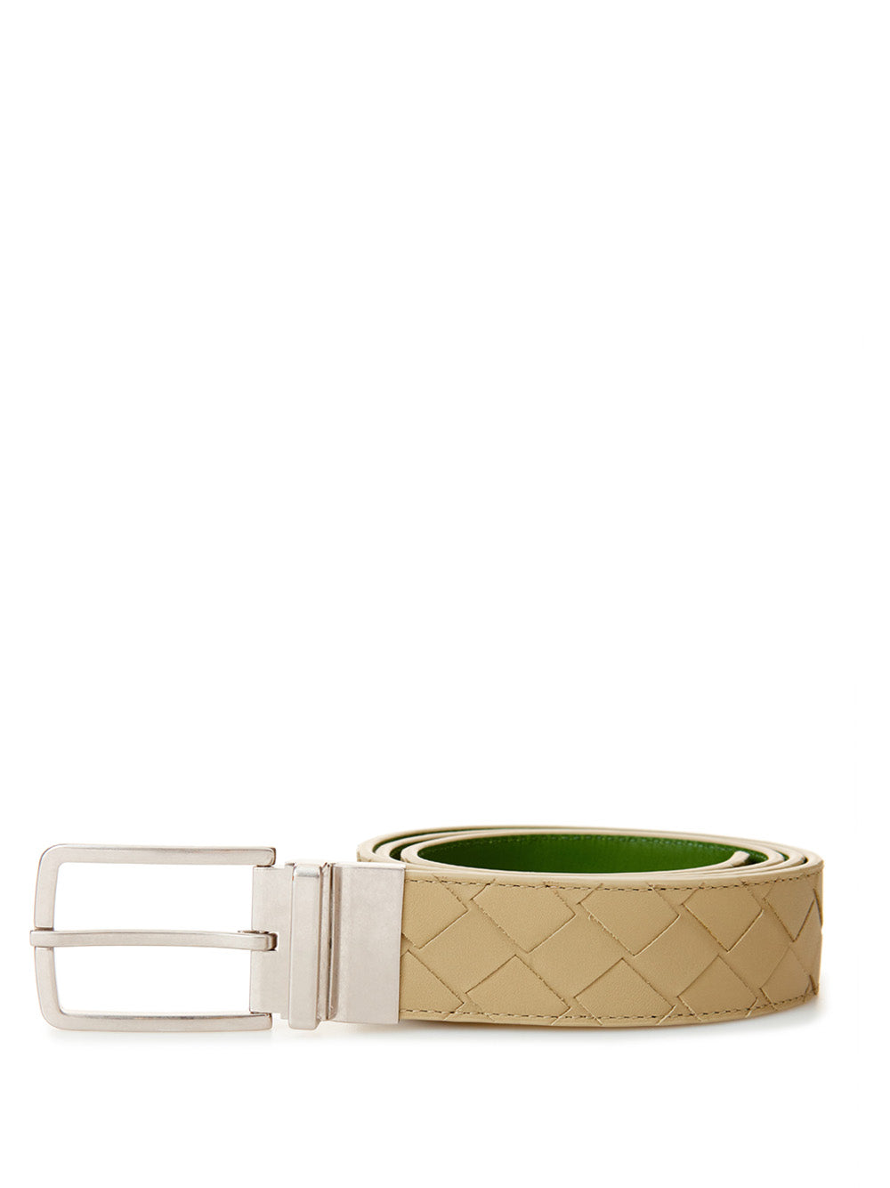 Bottega Veneta Dove Grey Leather Intreccio Belt - DEA STILOSA MILANO