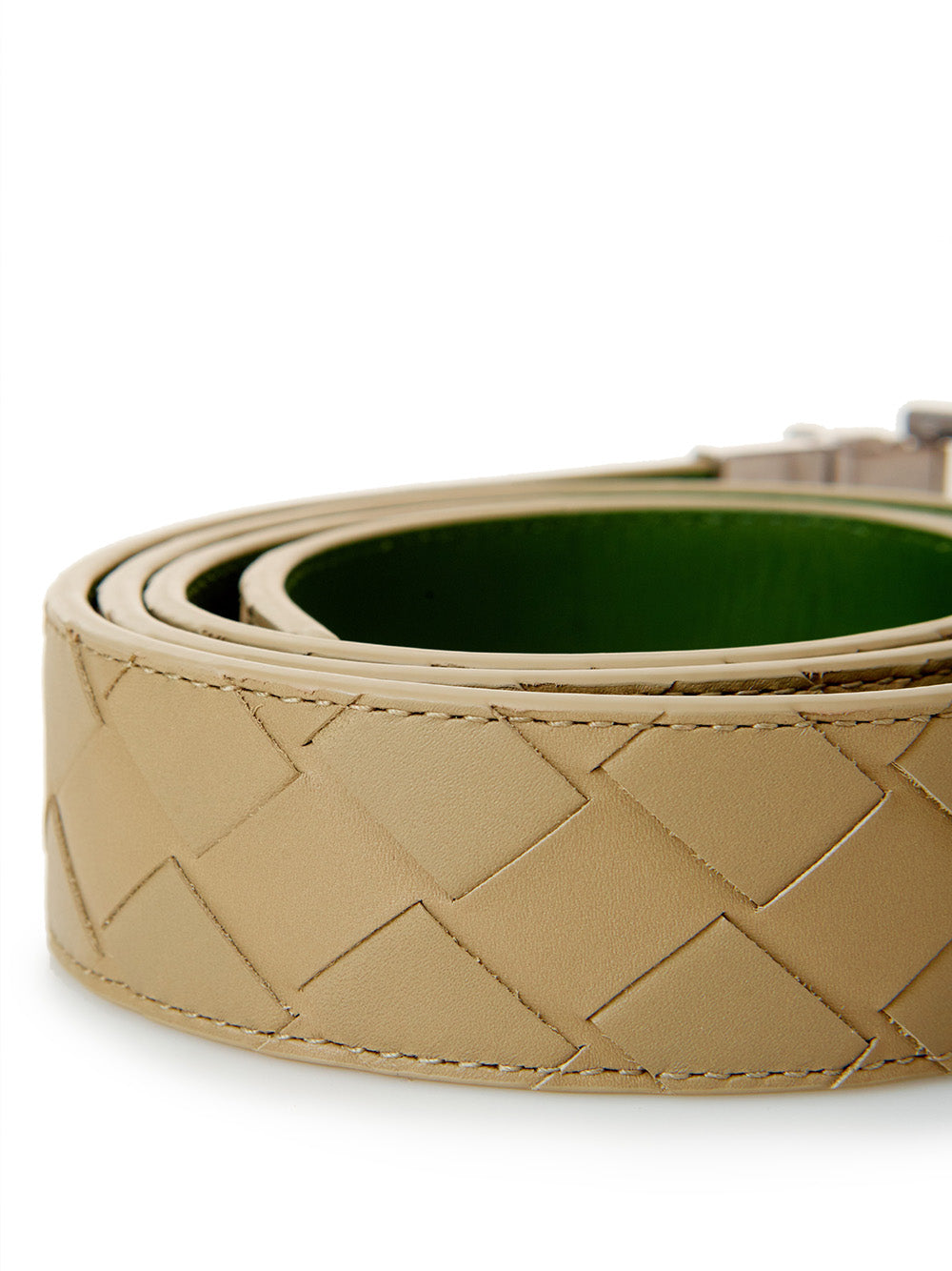 Bottega Veneta Dove Grey Leather Intreccio Belt - DEA STILOSA MILANO