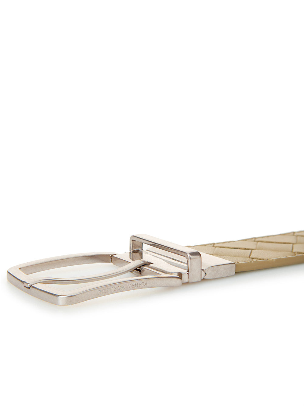 Bottega Veneta Dove Grey Leather Intreccio Belt - DEA STILOSA MILANO