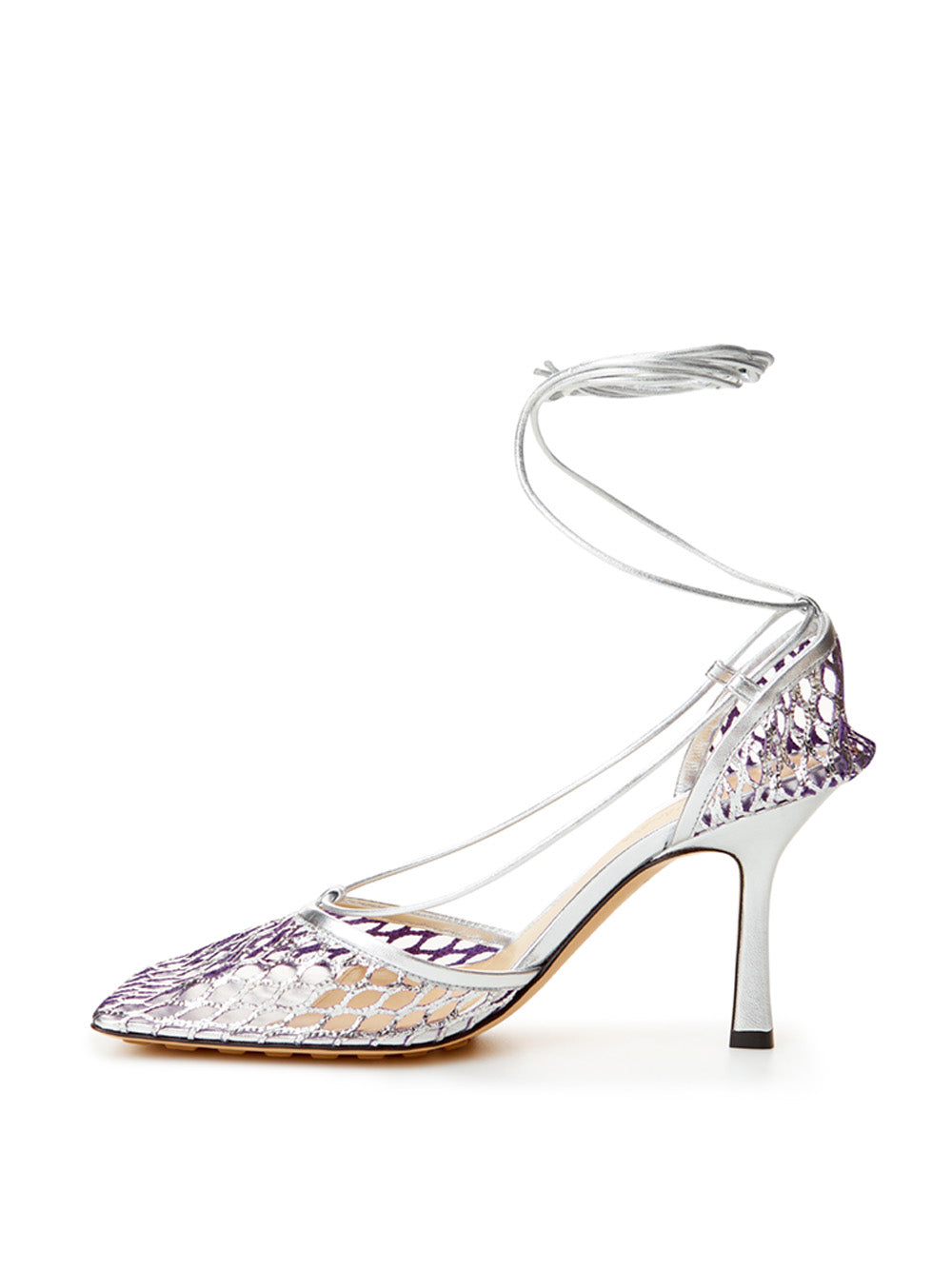 Bottega Veneta Silver Grey Stretch Leather-trimmed Pumps - DEA STILOSA MILANO