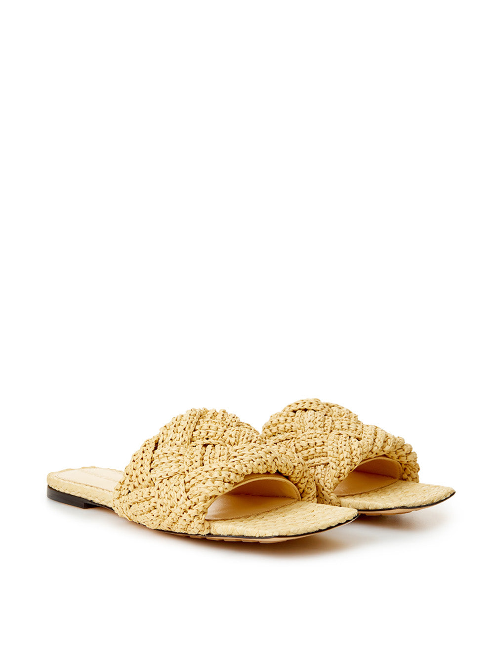 Bottega Veneta Beige Raffia Mule with Intreccio - DEA STILOSA MILANO