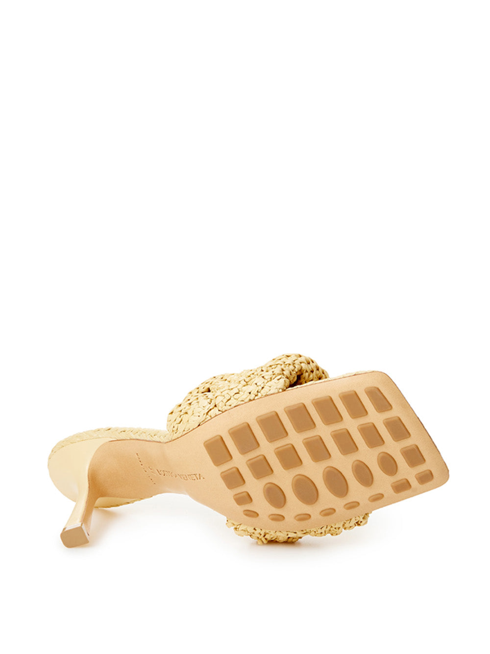 Bottega Veneta Beige Raffia Heeled Sandal Mule with Intreccio - DEA STILOSA MILANO