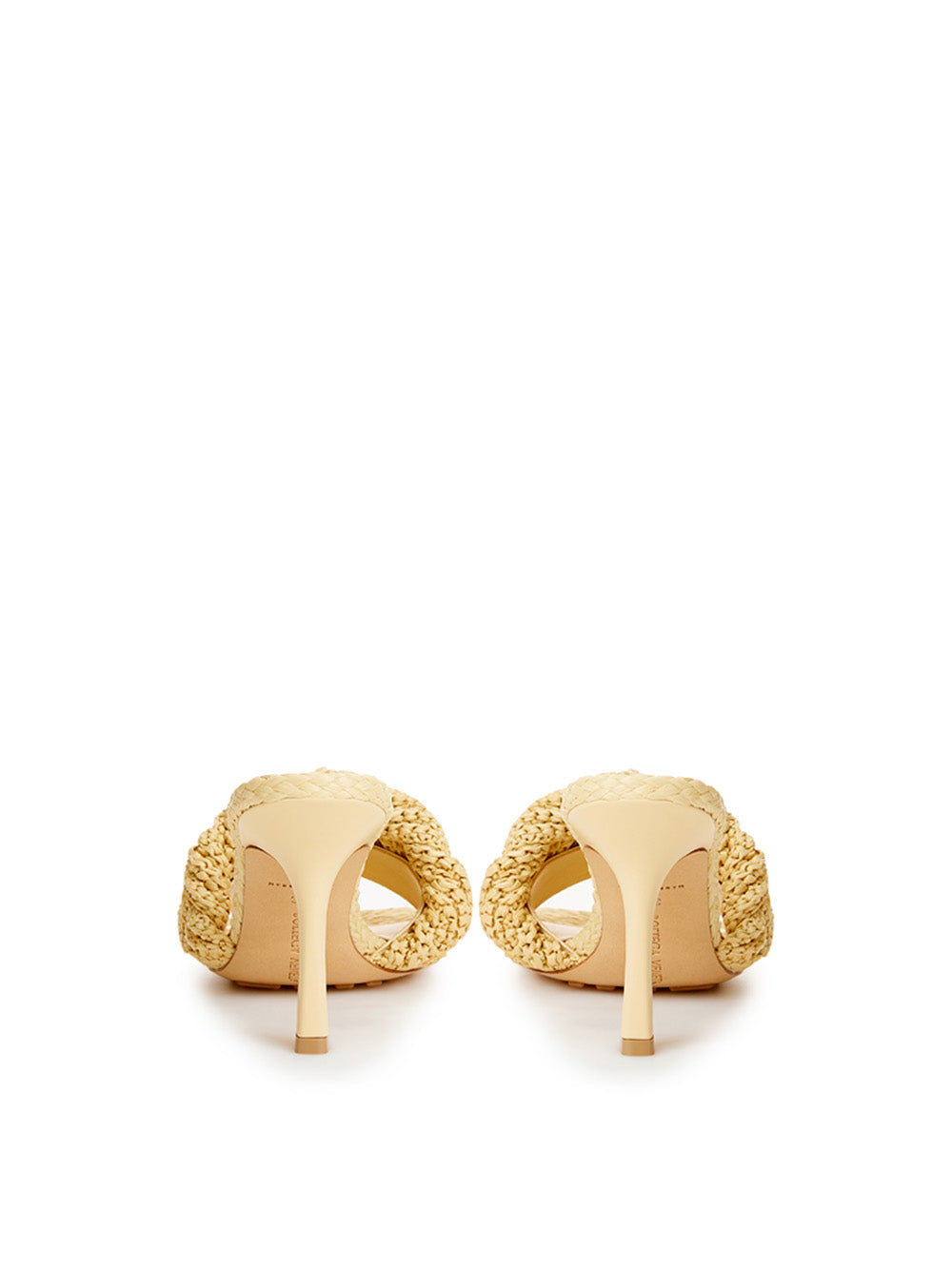 Bottega Veneta Beige Raffia Heeled Sandal Mule with Intreccio - DEA STILOSA MILANO