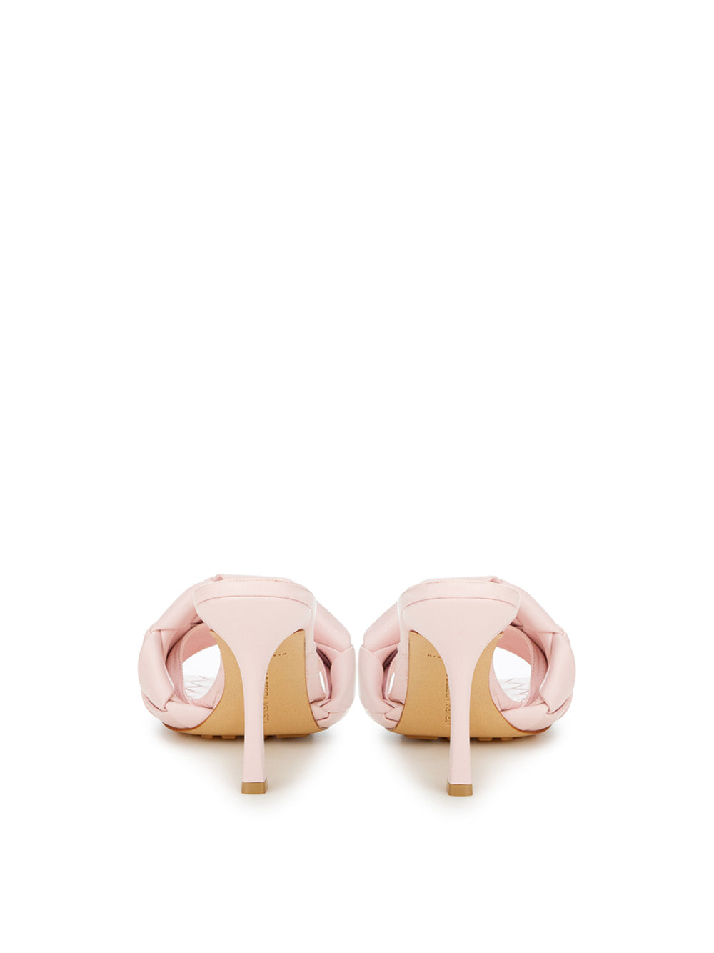 Bottega Veneta Light Pink Leather Heeled Sandal Mule with Intreccio - DEA STILOSA MILANO