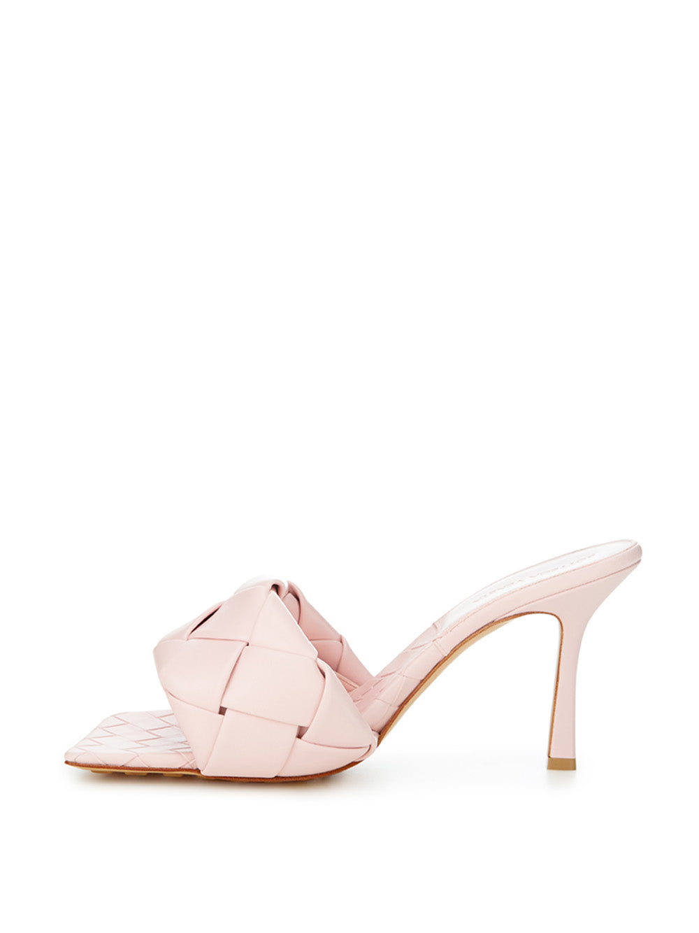 Bottega Veneta Light Pink Leather Heeled Sandal Mule with Intreccio - DEA STILOSA MILANO
