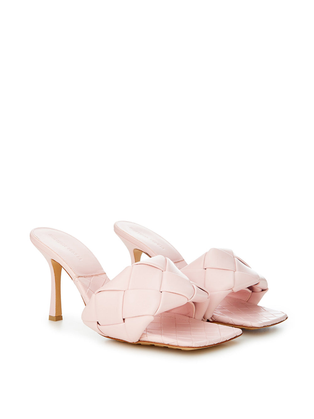 Bottega Veneta Light Pink Leather Heeled Sandal Mule with Intreccio - DEA STILOSA MILANO