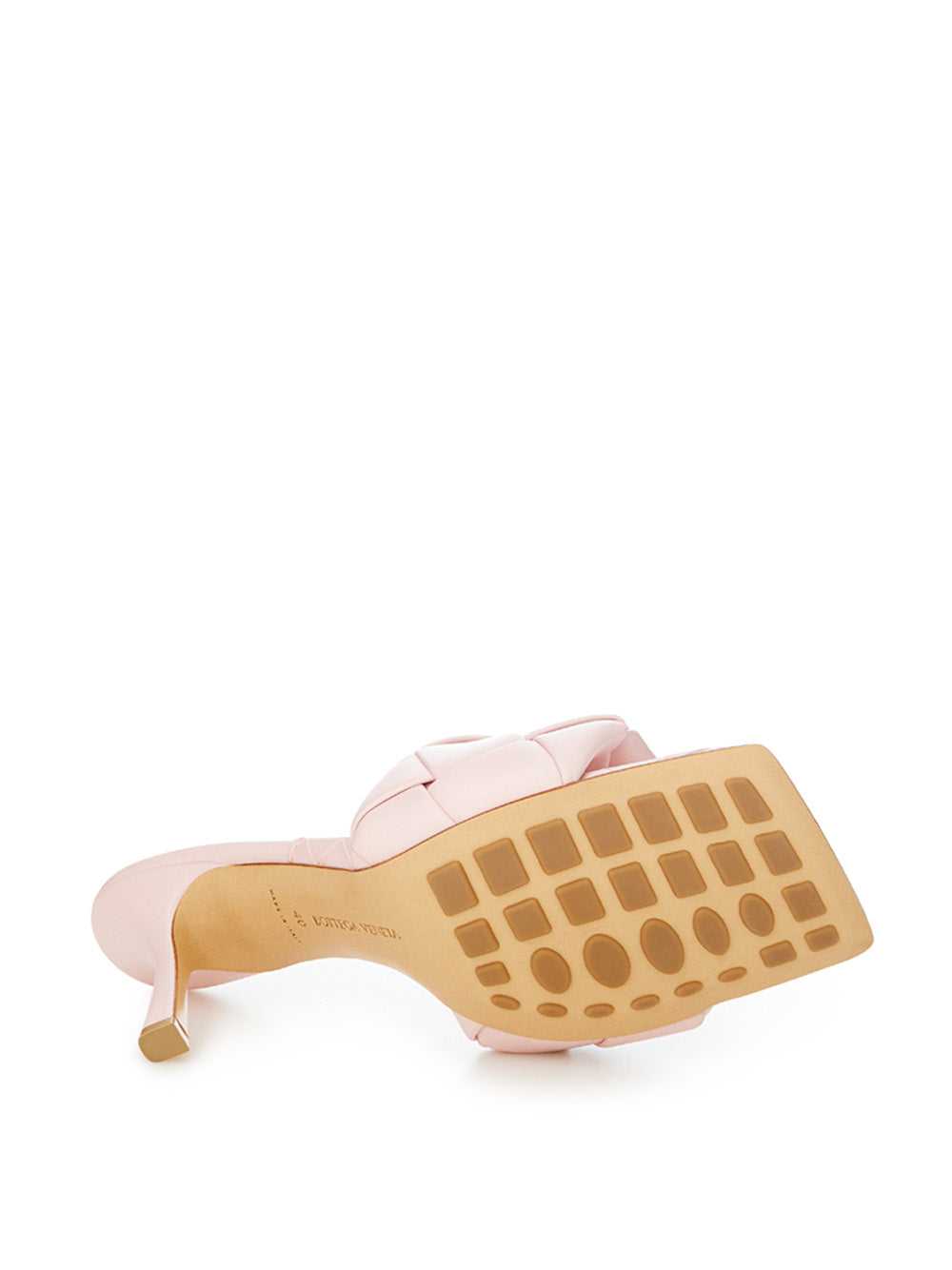 Bottega Veneta Light Pink Leather Heeled Sandal Mule with Intreccio - DEA STILOSA MILANO