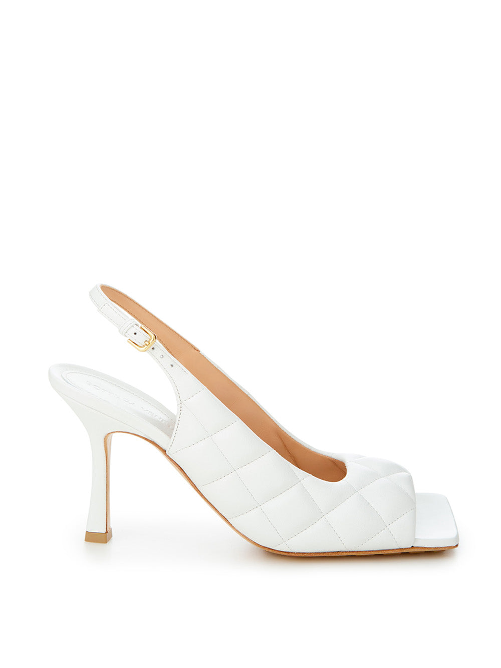 Bottega Veneta White Nappa Matelassé Slingback Décolleté - DEA STILOSA MILANO