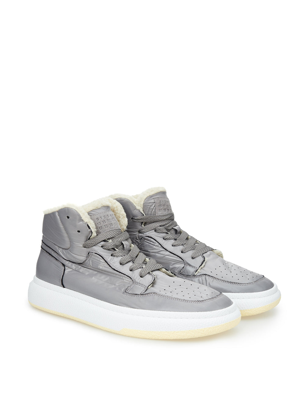 MM6 Maison Margiela Grey High-Top Fur Sneakers - DEA STILOSA MILANO
