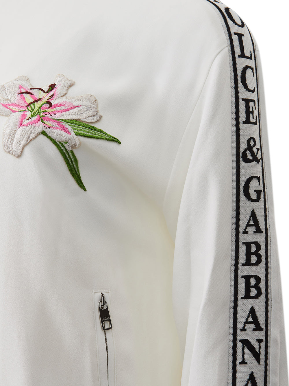 Dolce & Gabbana White Embroidered Zipped Sweatshirt - DEA STILOSA MILANO