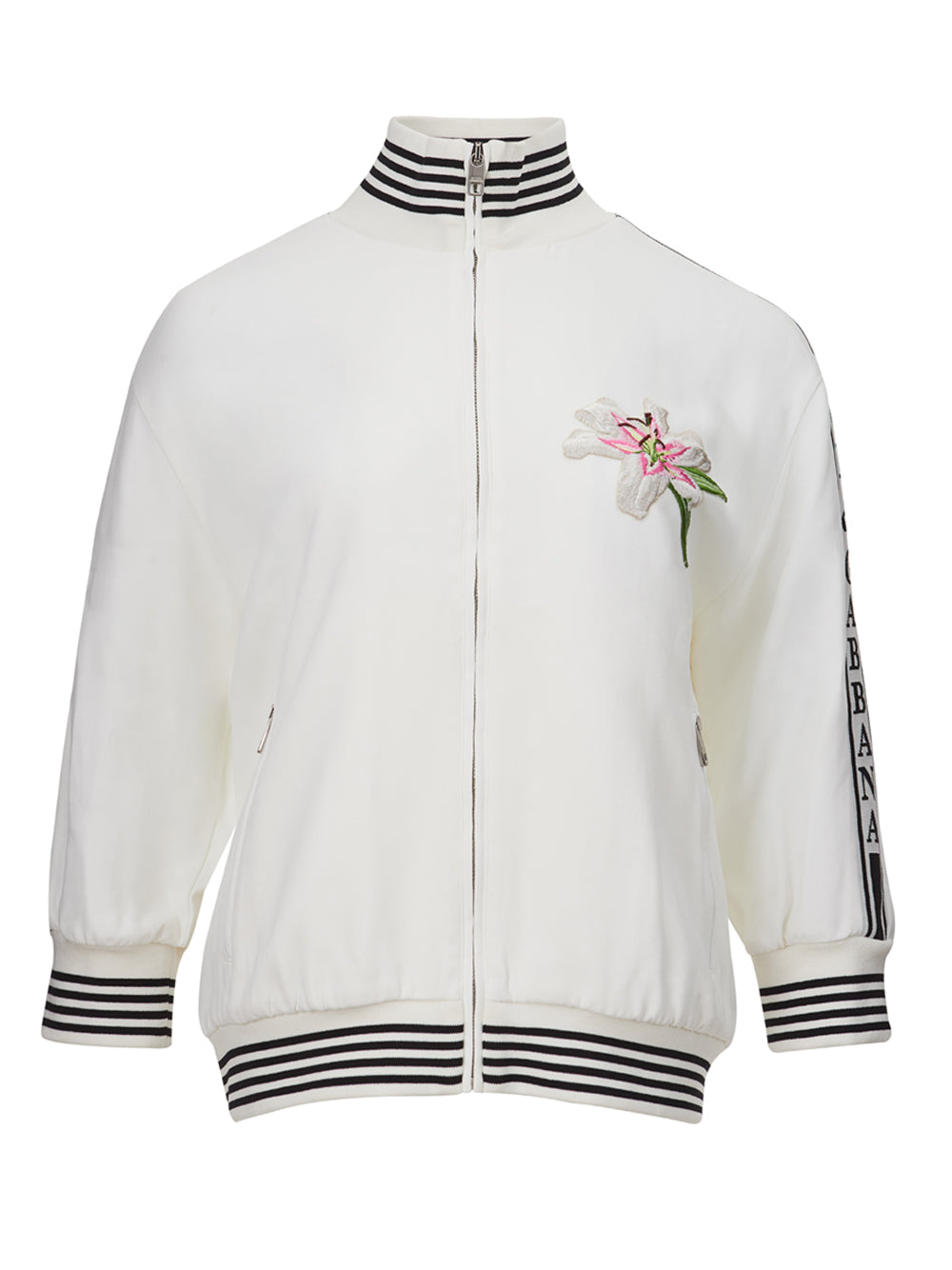 Dolce & Gabbana White Embroidered Zipped Sweatshirt - DEA STILOSA MILANO