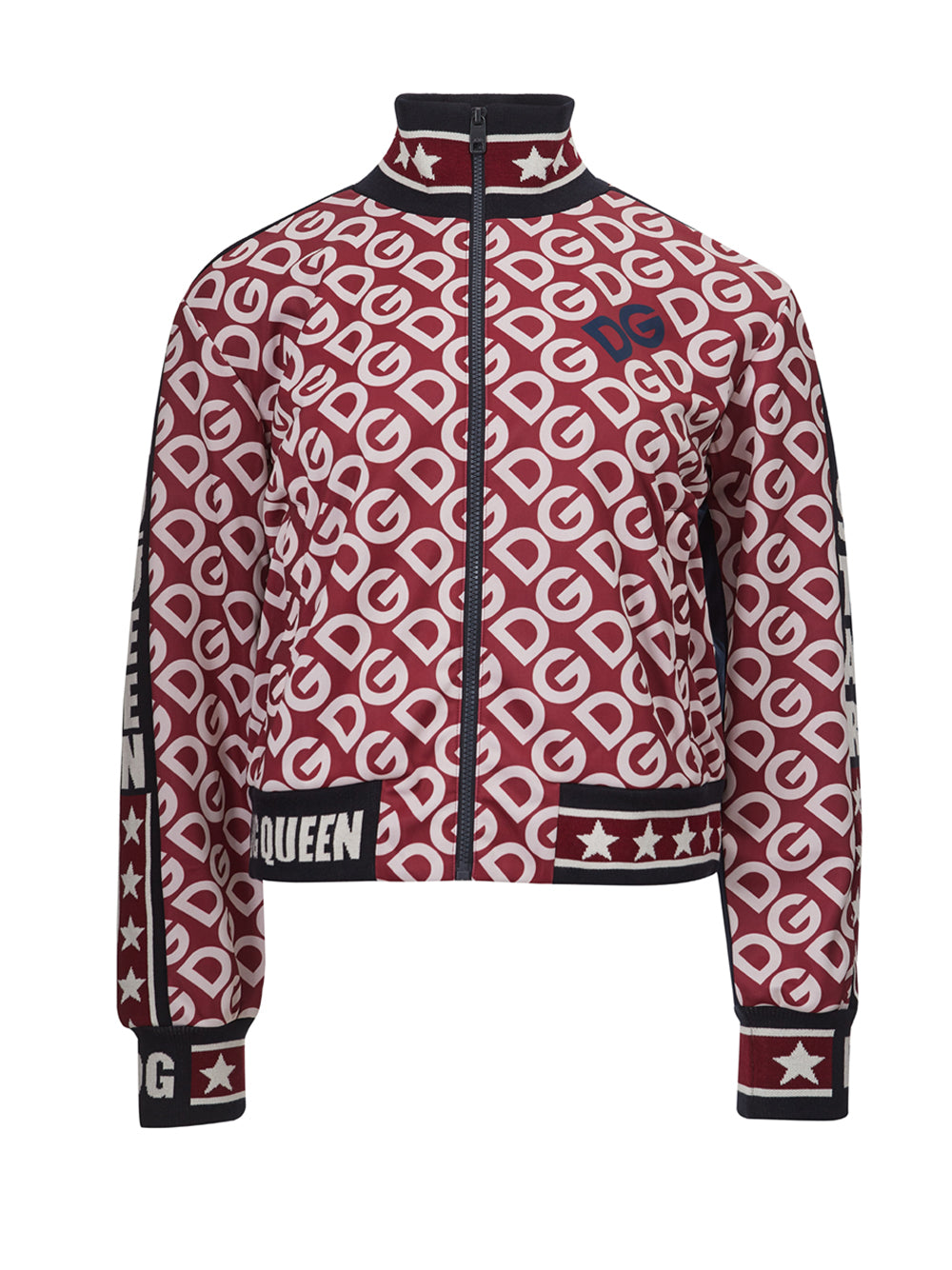 Dolce & Gabbana Red Logo Allover Zipped Sweatshirt - DEA STILOSA MILANO