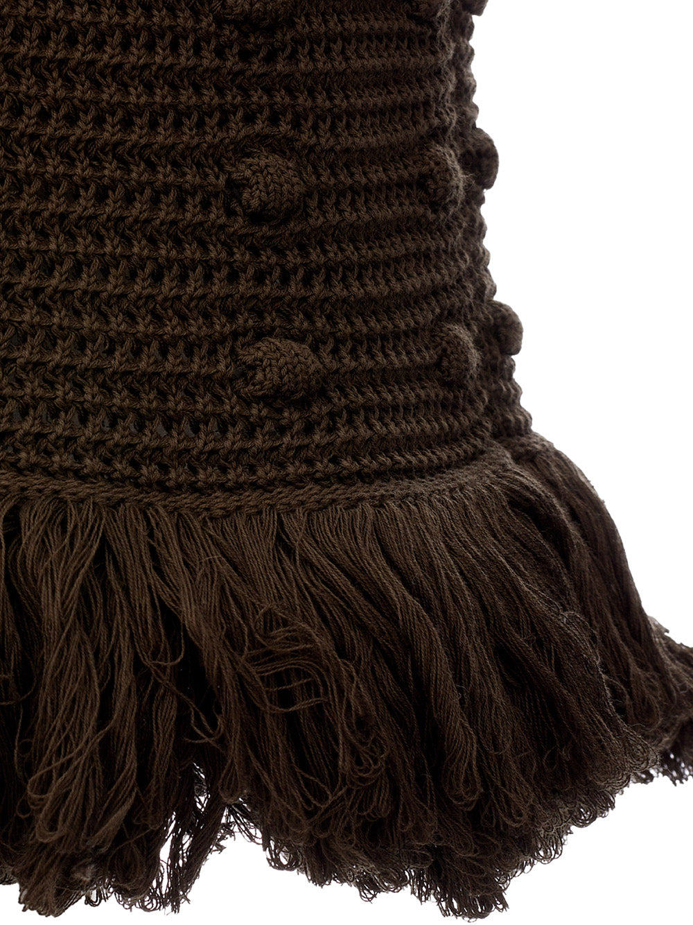 Bottega Veneta Knitted Olive Green Dress with Pompom Details - DEA STILOSA MILANO
