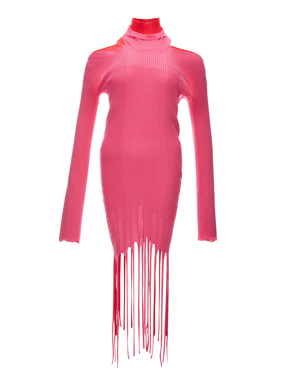 Bottega Veneta Fringed Long Pink/Red Dress - DEA STILOSA MILANO