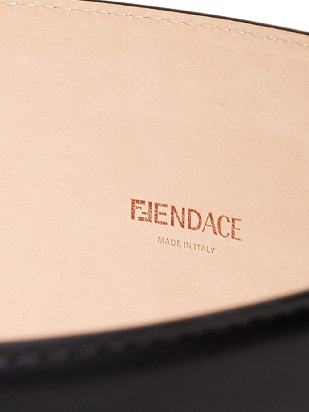 Fendace High Leather Black Logo Belt with Crystals - DEA STILOSA MILANO