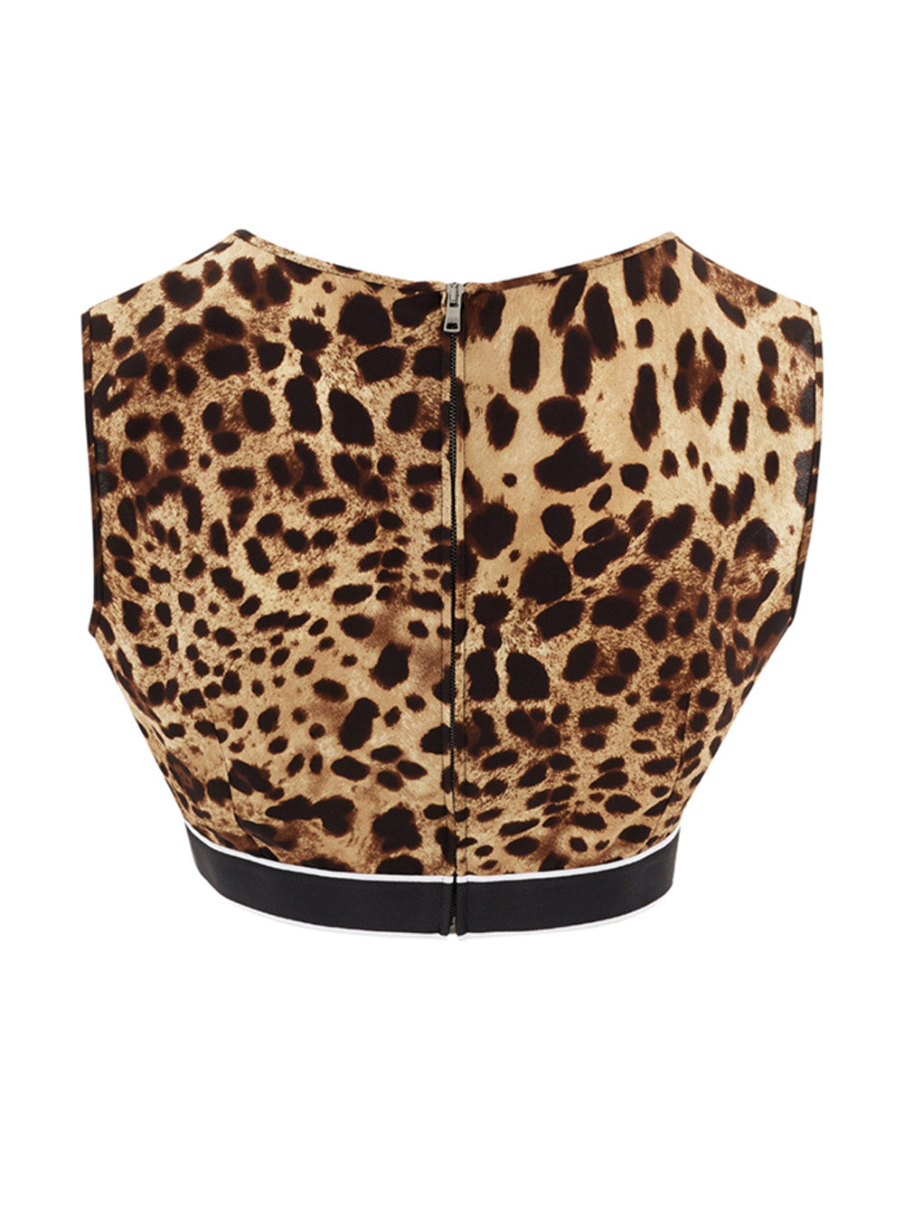 Dolce & Gabbana Brown Leopard Print Cropped V Neck Top - DEA STILOSA MILANO