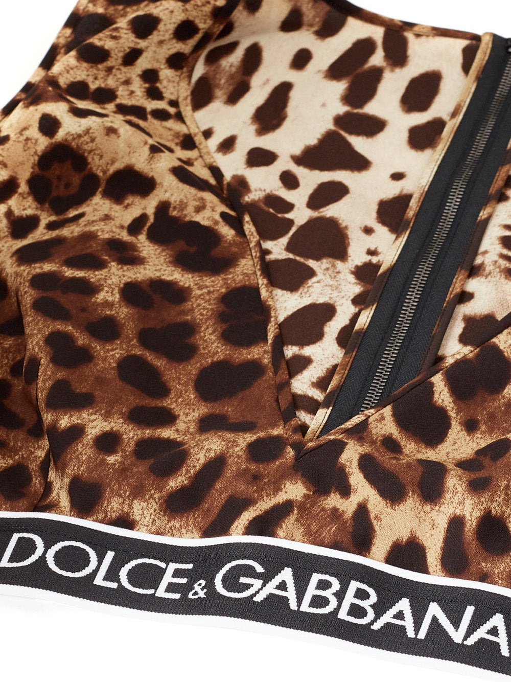 Dolce & Gabbana Brown Leopard Print Cropped V Neck Top - DEA STILOSA MILANO