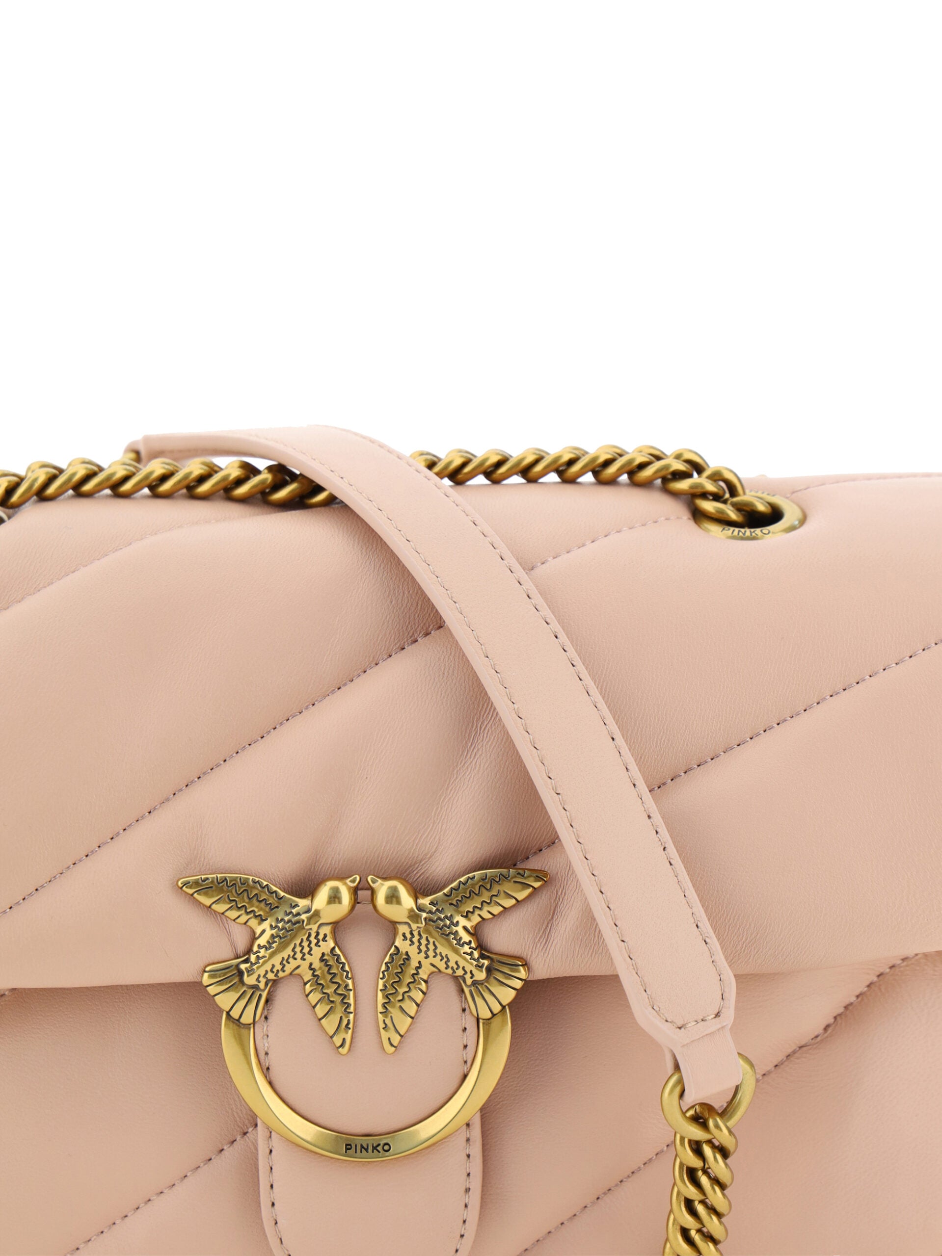 PINKO Pink Calf Leather Love Classic Shoulder Bag - DEA STILOSA MILANO