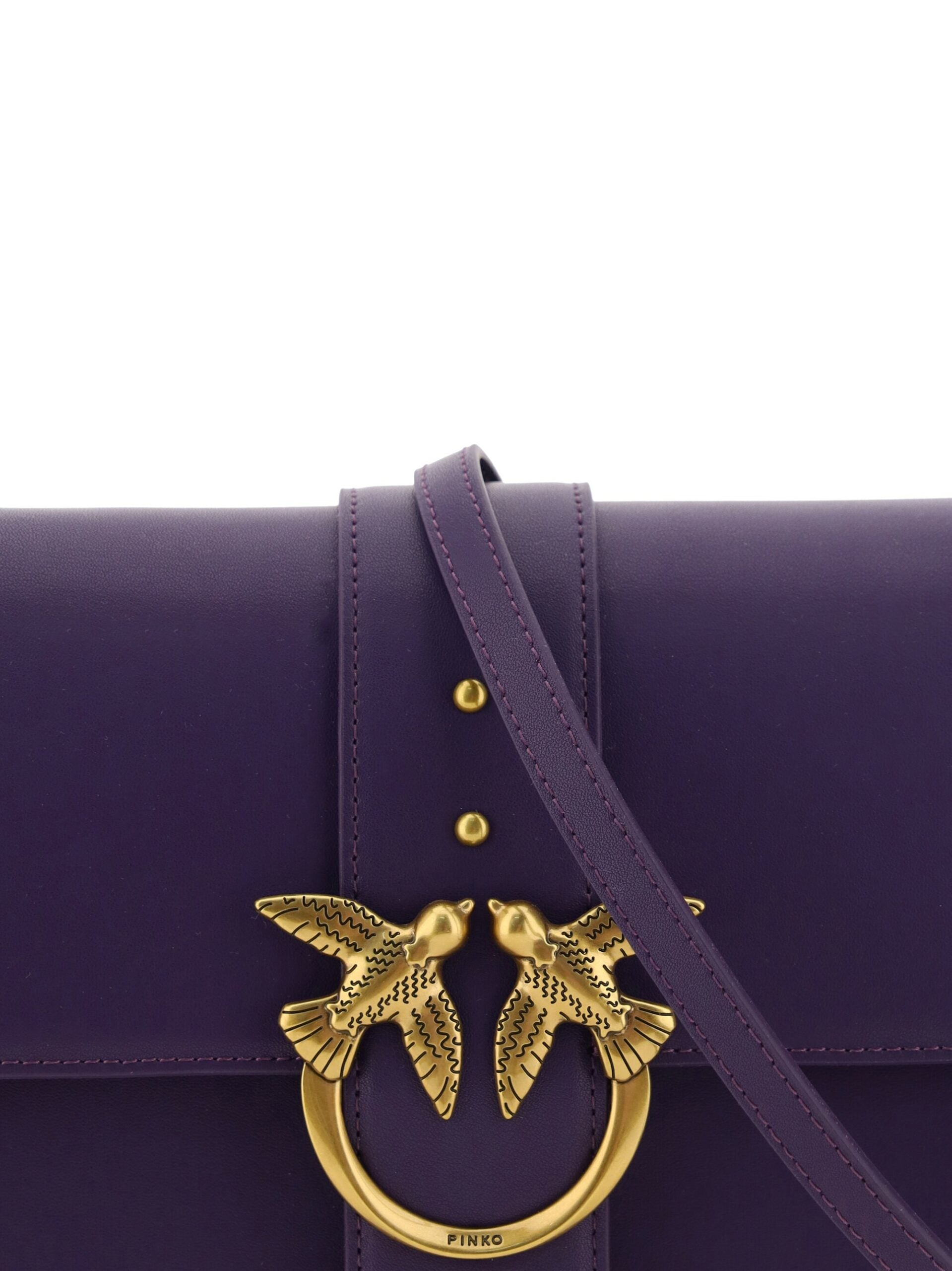 PINKO Purple Leather Love One Classic Shoulder Bag - DEA STILOSA MILANO