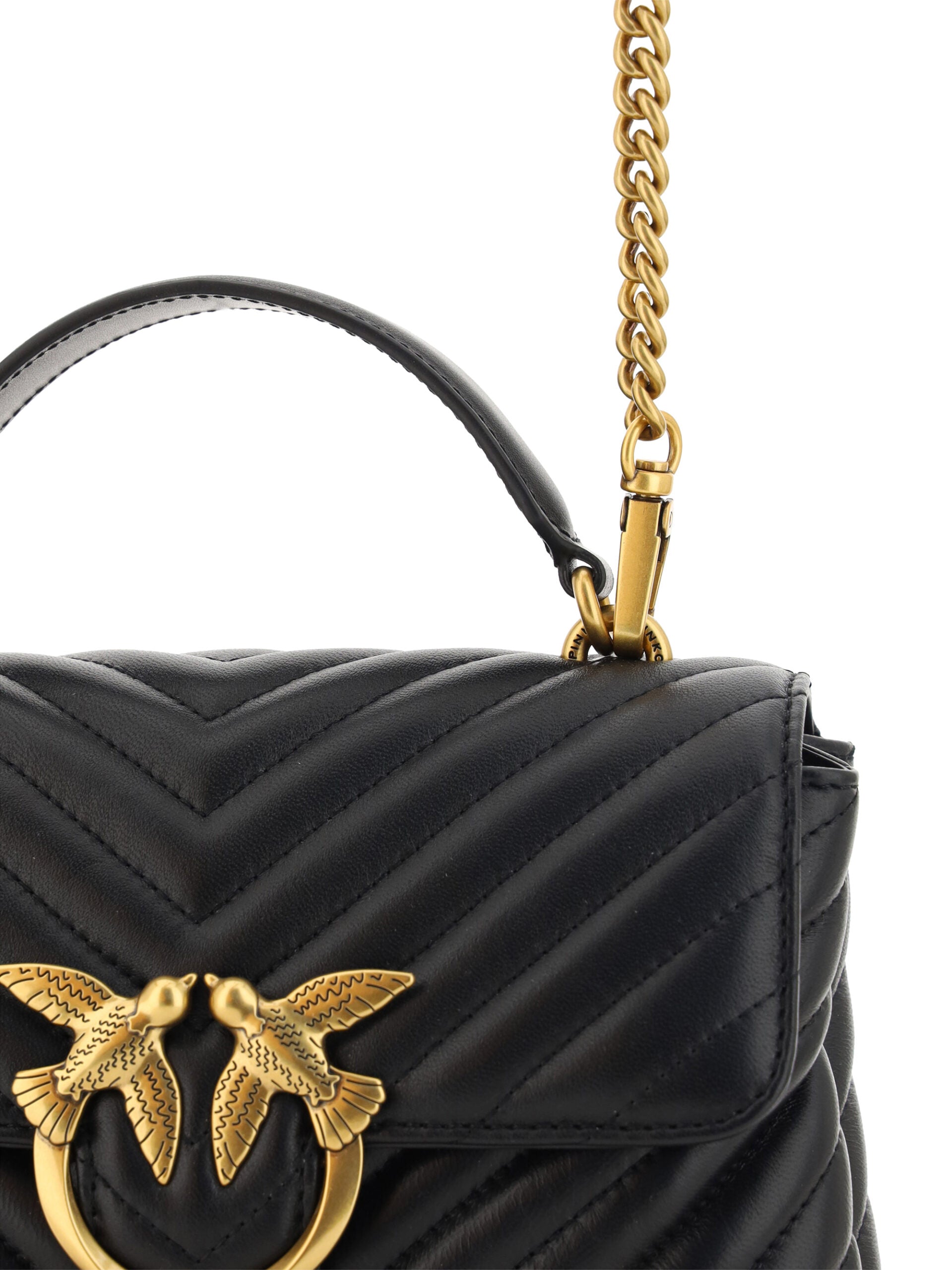 PINKO Black Calf Leather Love Lady Mini Handbag - DEA STILOSA MILANO