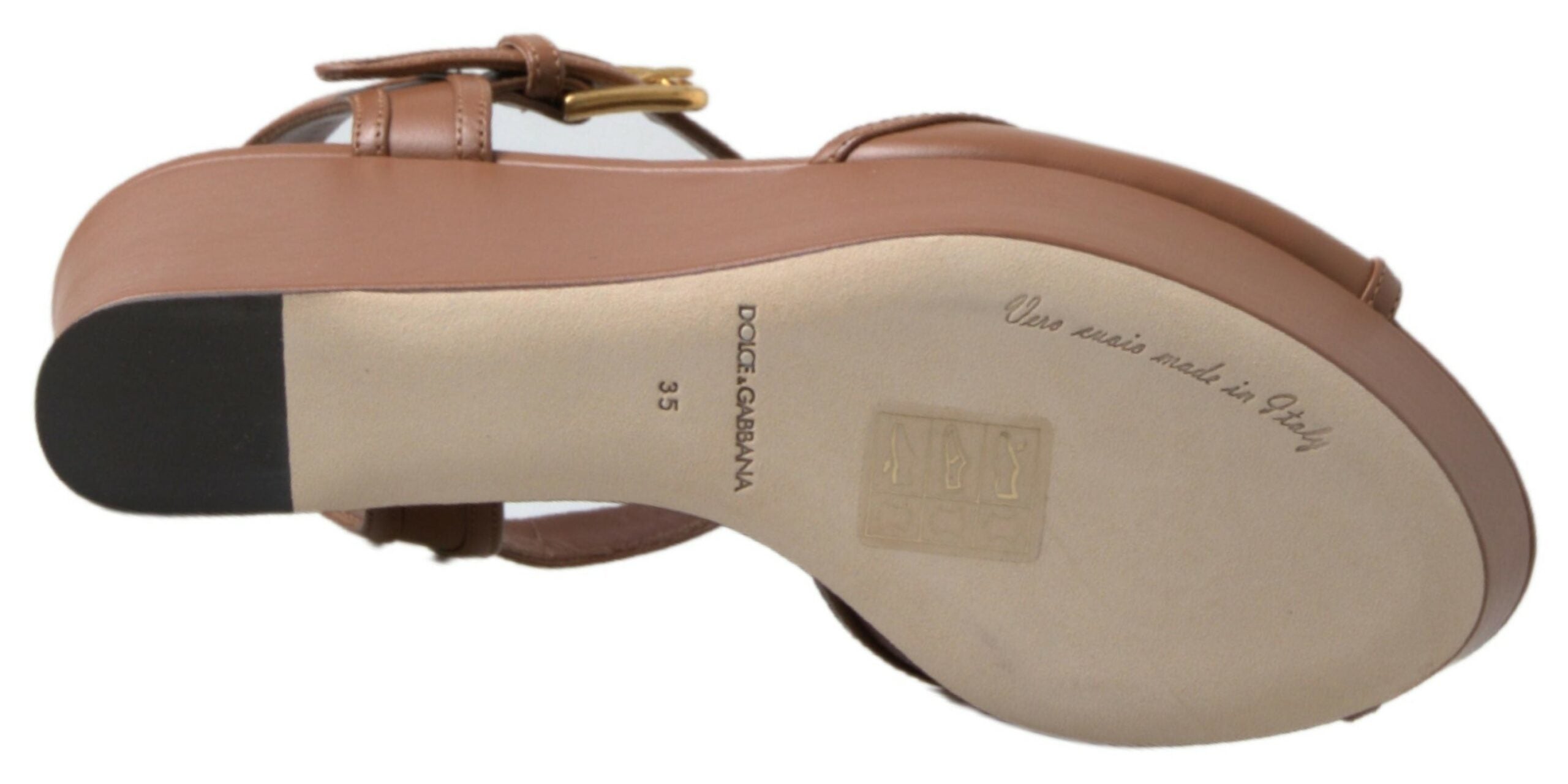 Dolce & Gabbana Brown Leather AMORE Wedges Sandals Shoes - DEA STILOSA MILANO