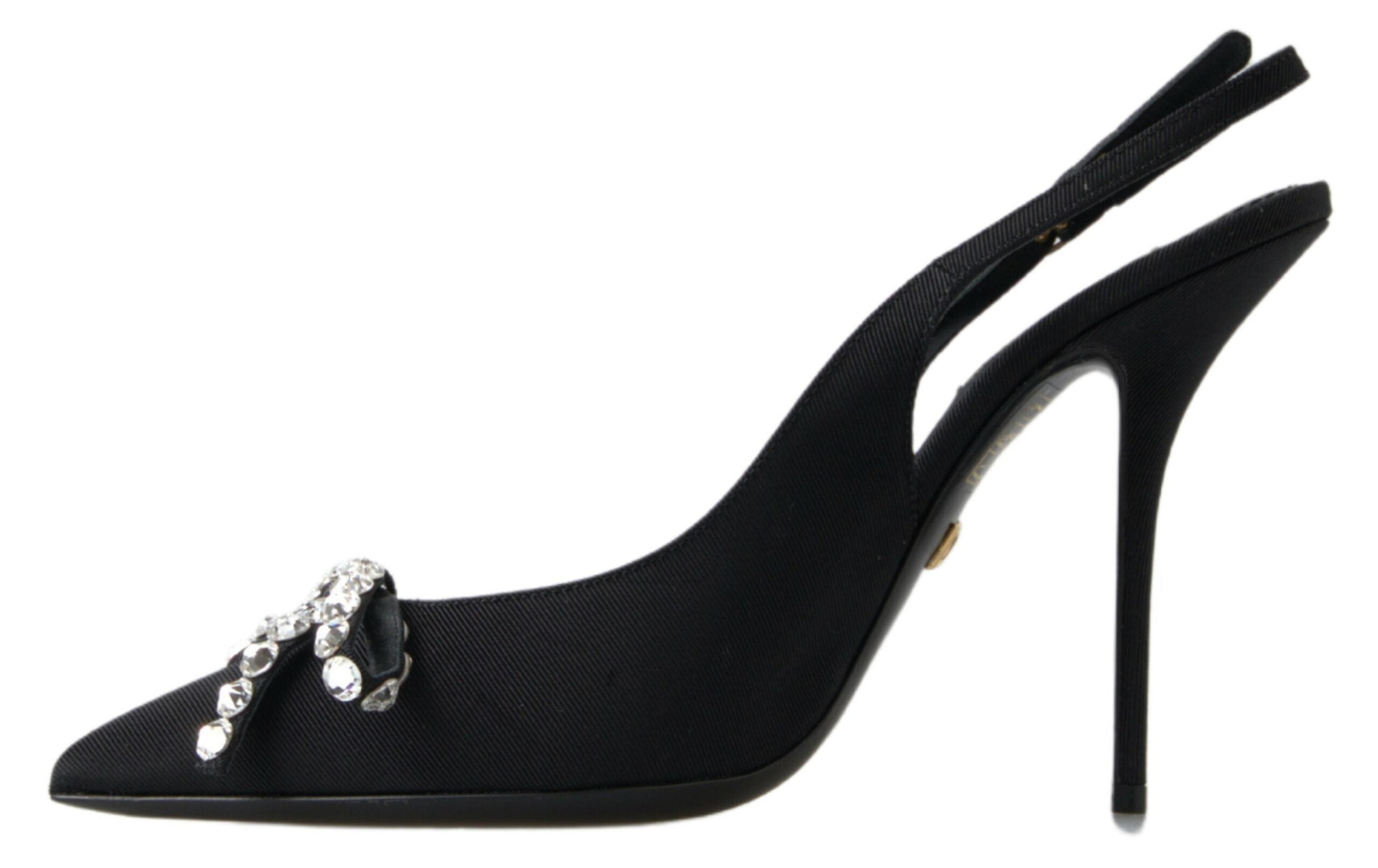 Dolce & Gabbana Black Crystal Embellished Slingback Heel Shoes - DEA STILOSA MILANO