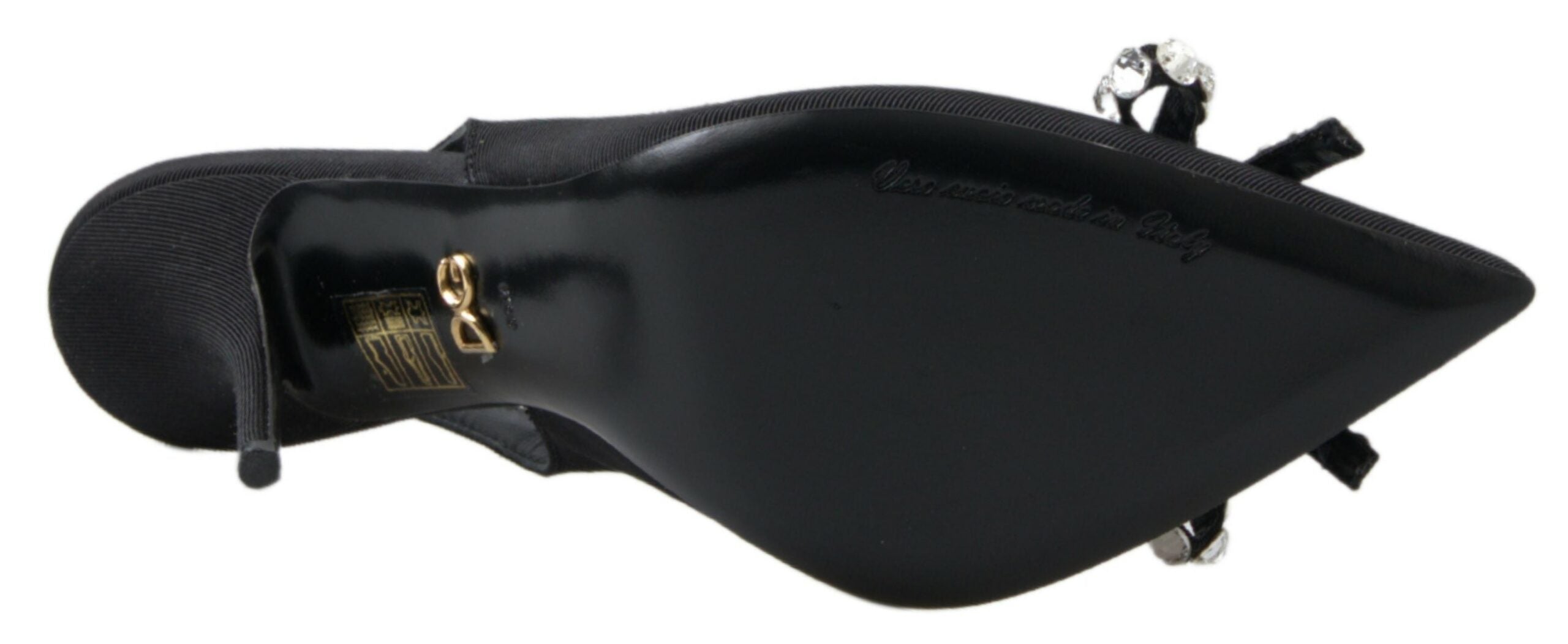Dolce & Gabbana Black Crystal Embellished Slingback Heel Shoes - DEA STILOSA MILANO