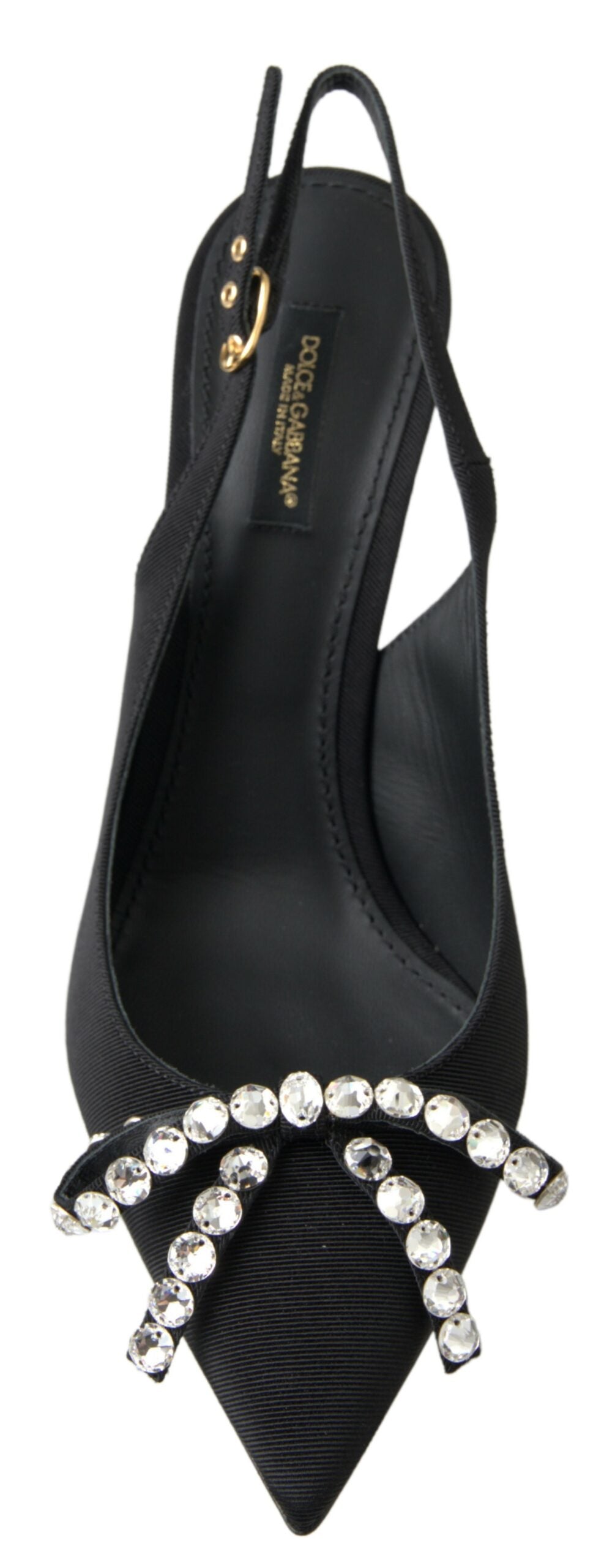 Dolce & Gabbana Black Crystal Embellished Slingback Heel Shoes - DEA STILOSA MILANO