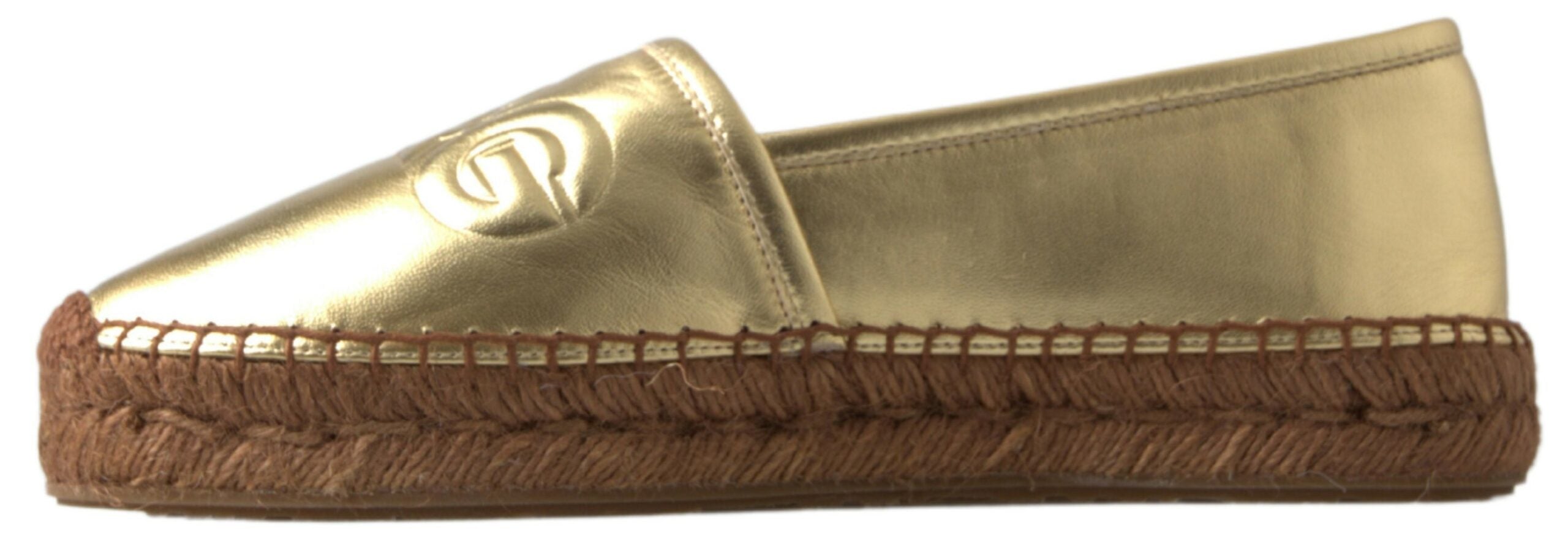 Dolce & Gabbana Gold Leather D&G Loafers Flats Espadrille Shoes - DEA STILOSA MILANO