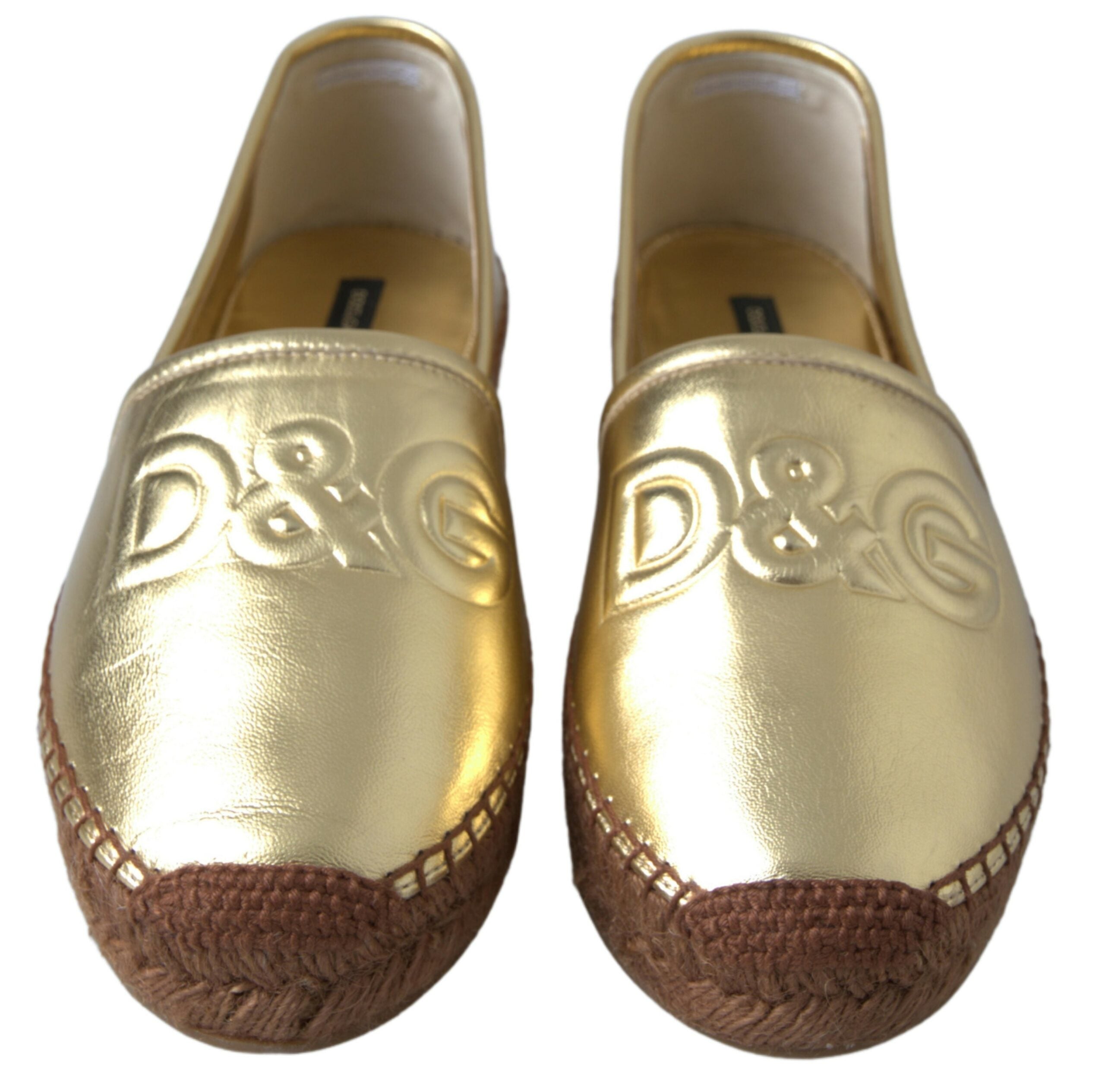 Dolce & Gabbana Gold Leather D&G Loafers Flats Espadrille Shoes - DEA STILOSA MILANO