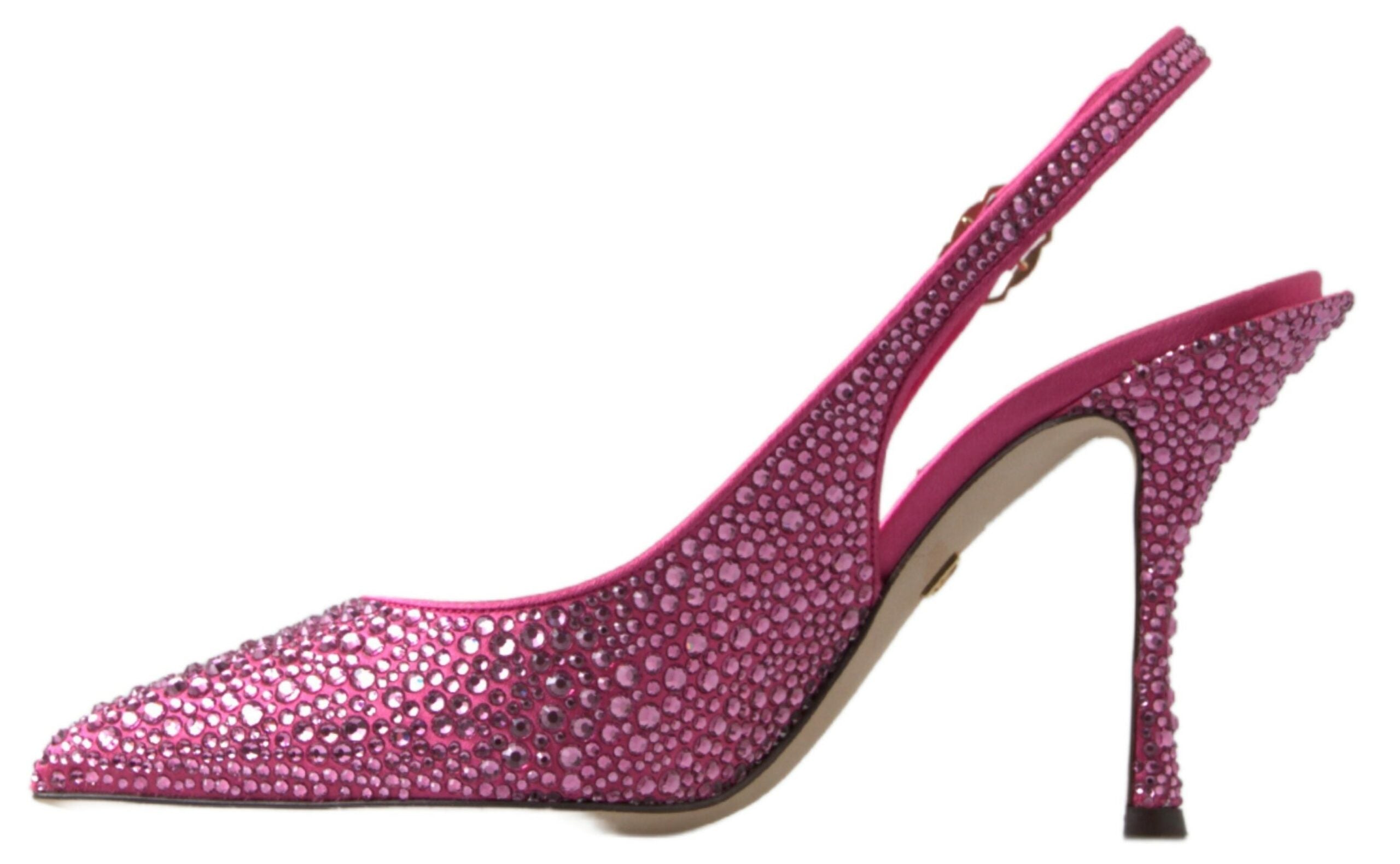 Dolce & Gabbana Pink Slingbacks Crystal Pumps Shoes - DEA STILOSA MILANO