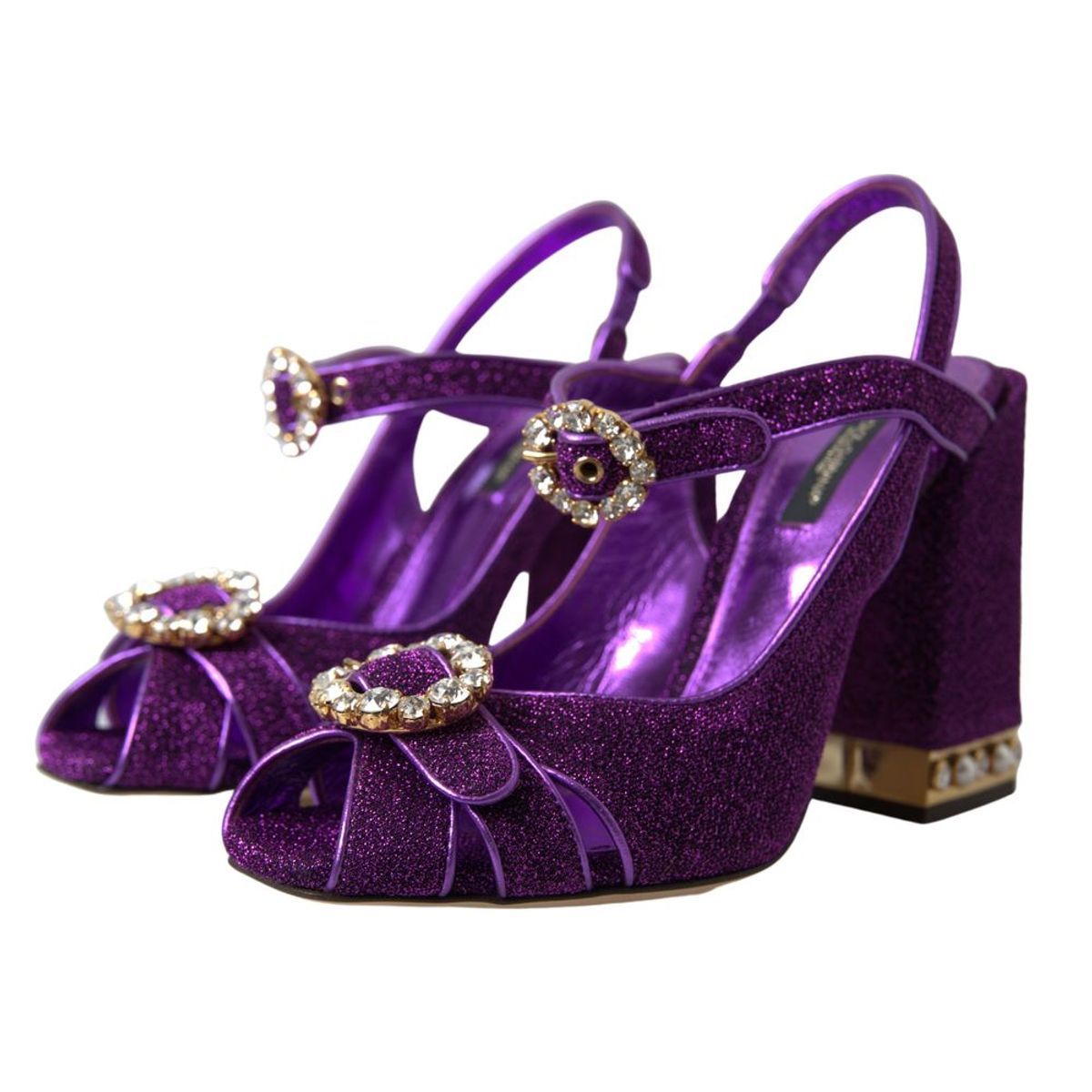 Dolce & Gabbana Purple Ankle Strap Sandals Crystal Shoes - DEA STILOSA MILANO