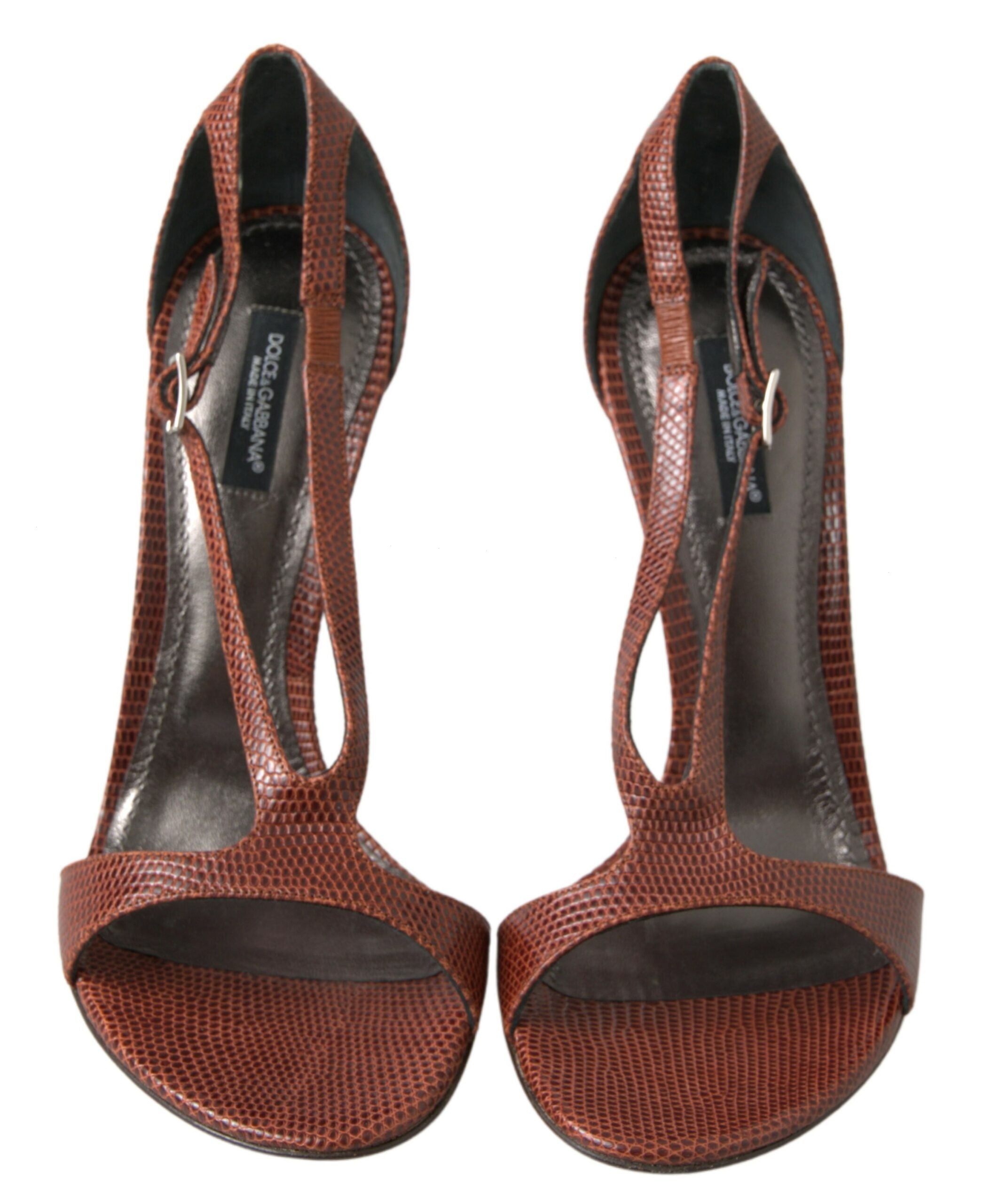 Dolce & Gabbana Brown Leather High Heels Sandals Shoes - DEA STILOSA MILANO