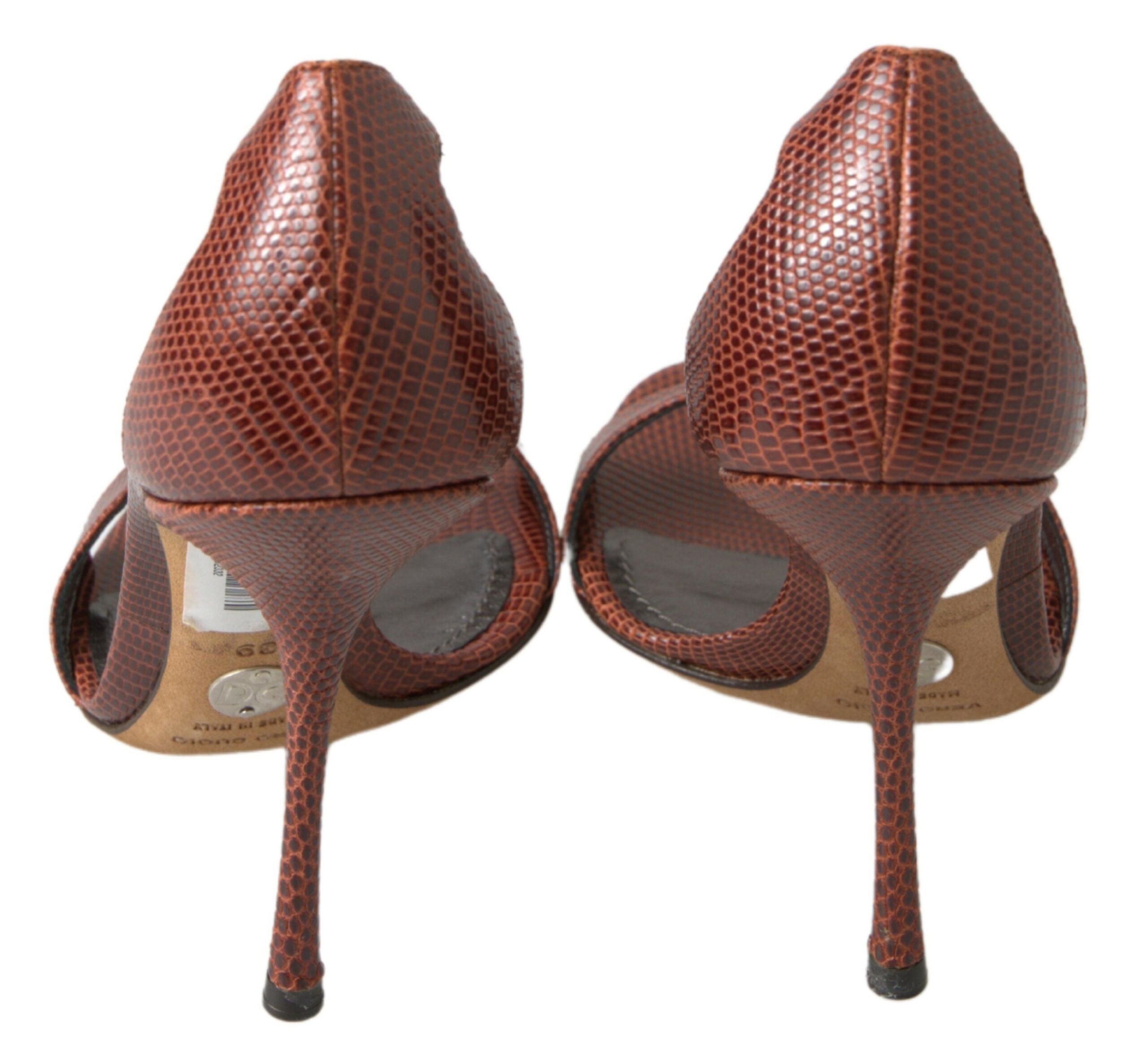 Dolce & Gabbana Brown Leather High Heels Sandals Shoes - DEA STILOSA MILANO