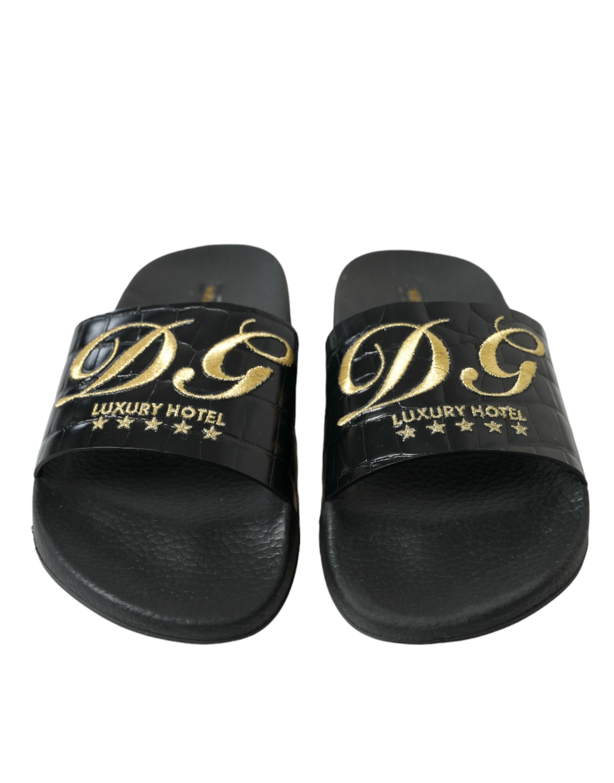 Dolce & Gabbana Black Luxury Hotel Beachwear Sandals Shoes - DEA STILOSA MILANO
