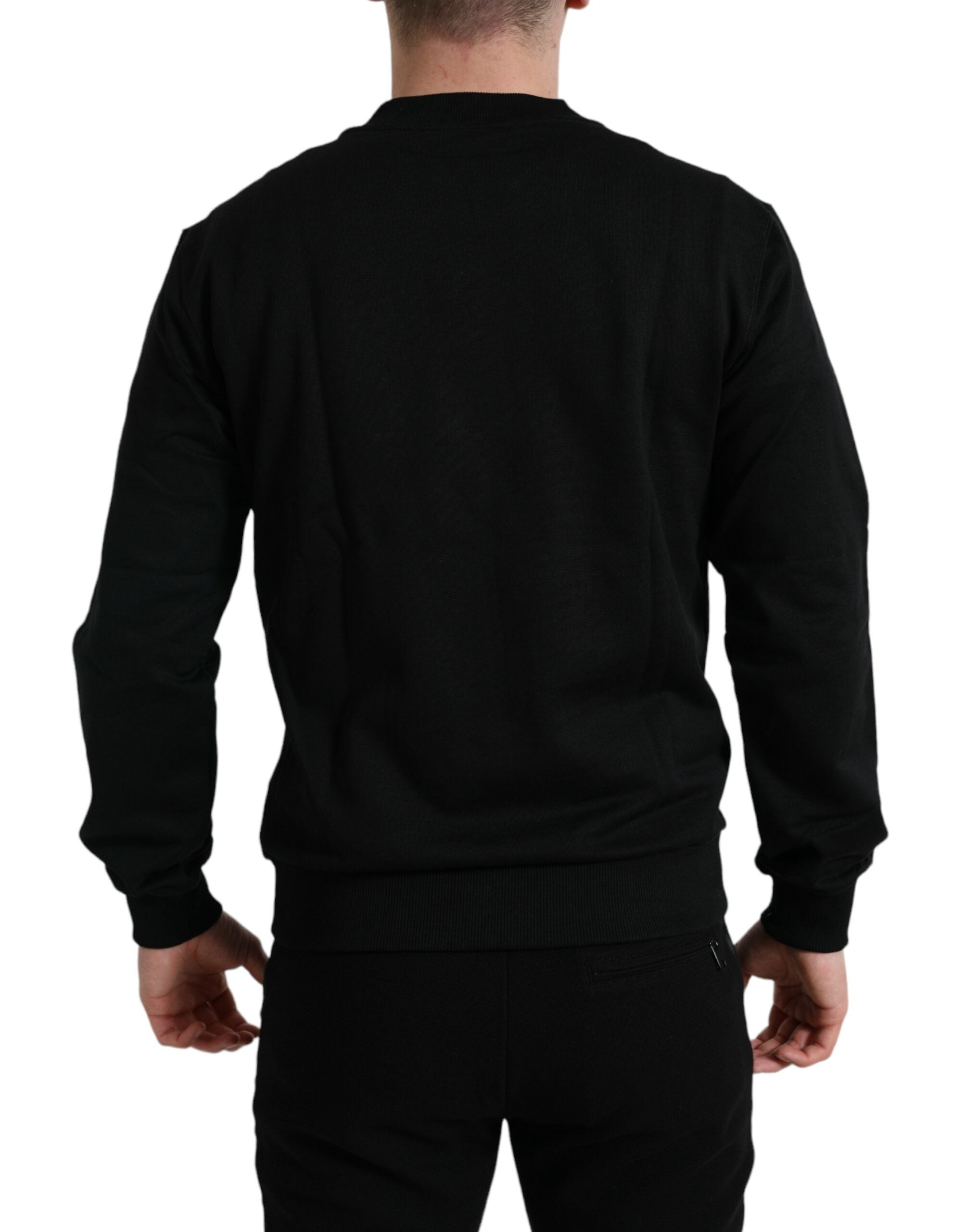 Dolce & Gabbana Black Cotton Round Neck Pullover Logo Sweater - DEA STILOSA MILANO