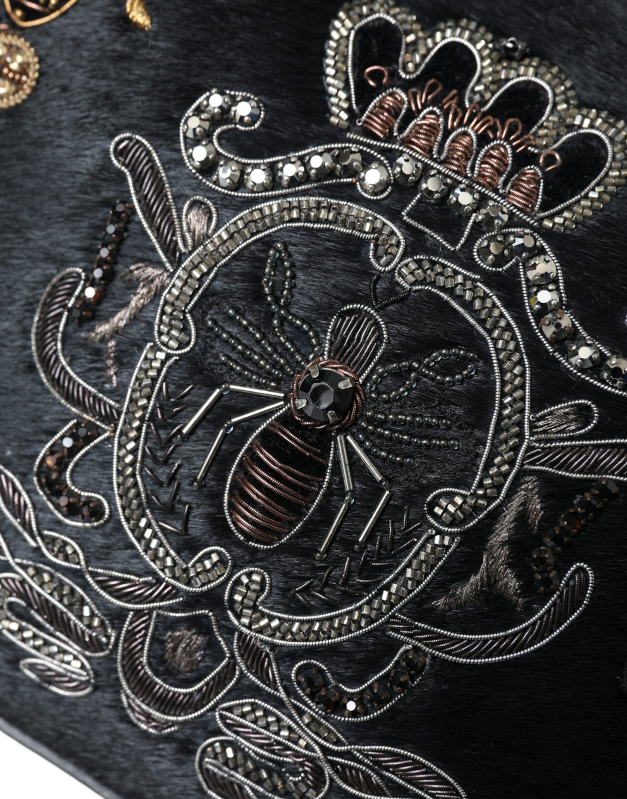 Dolce & Gabbana Black Calfskin Leather Bee Embellished Clutch Bag - DEA STILOSA MILANO